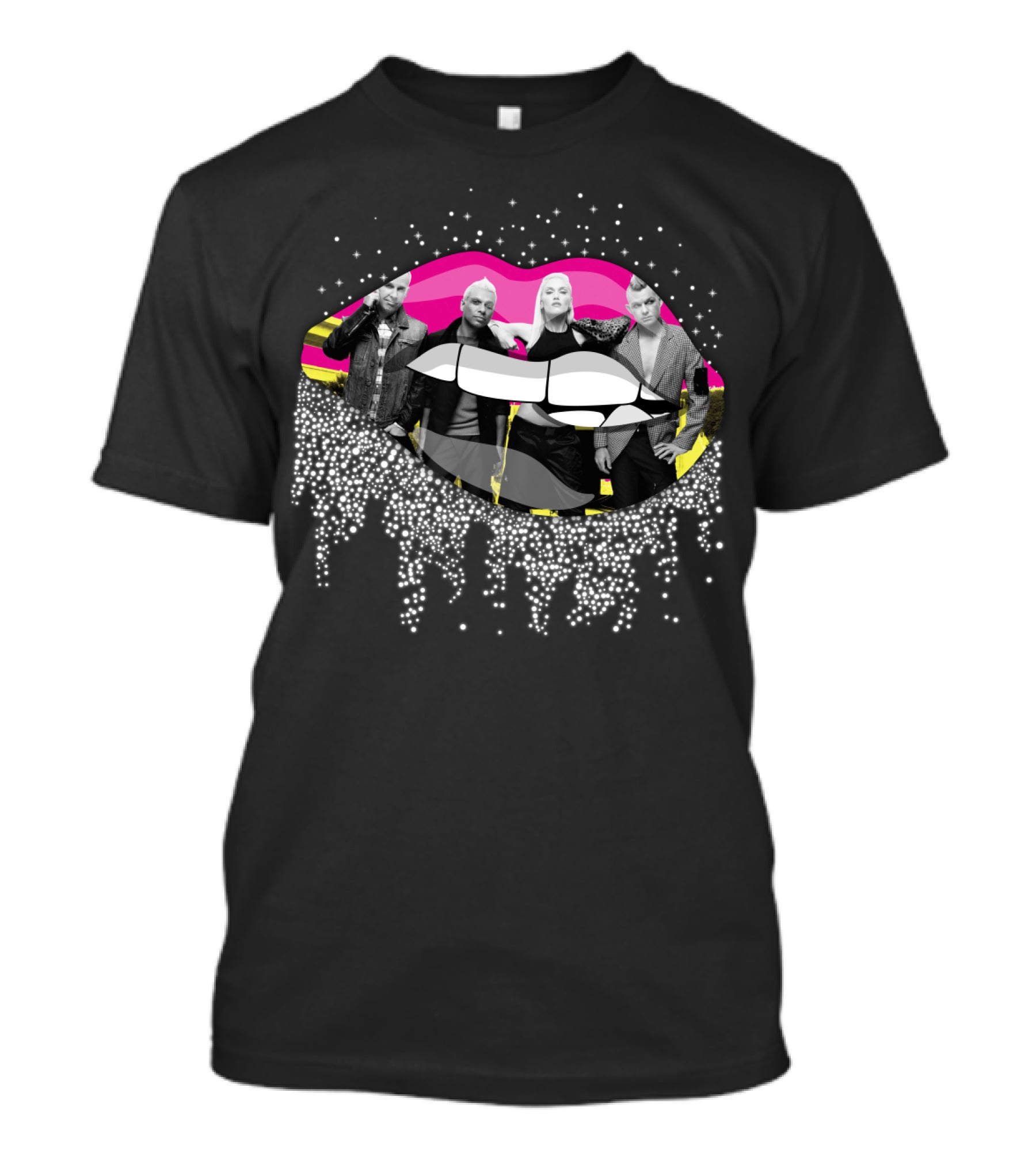 No Doubt Band Black White And Pink Lips T-Shirt