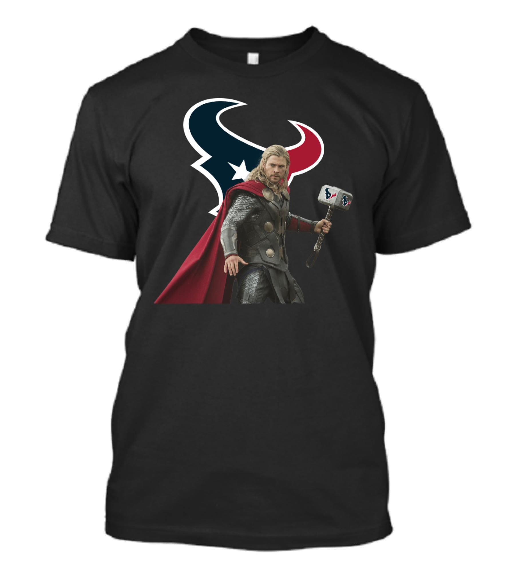 Houston Texans Thor Hammer Collaboration Marvel Crossover T-Shirt