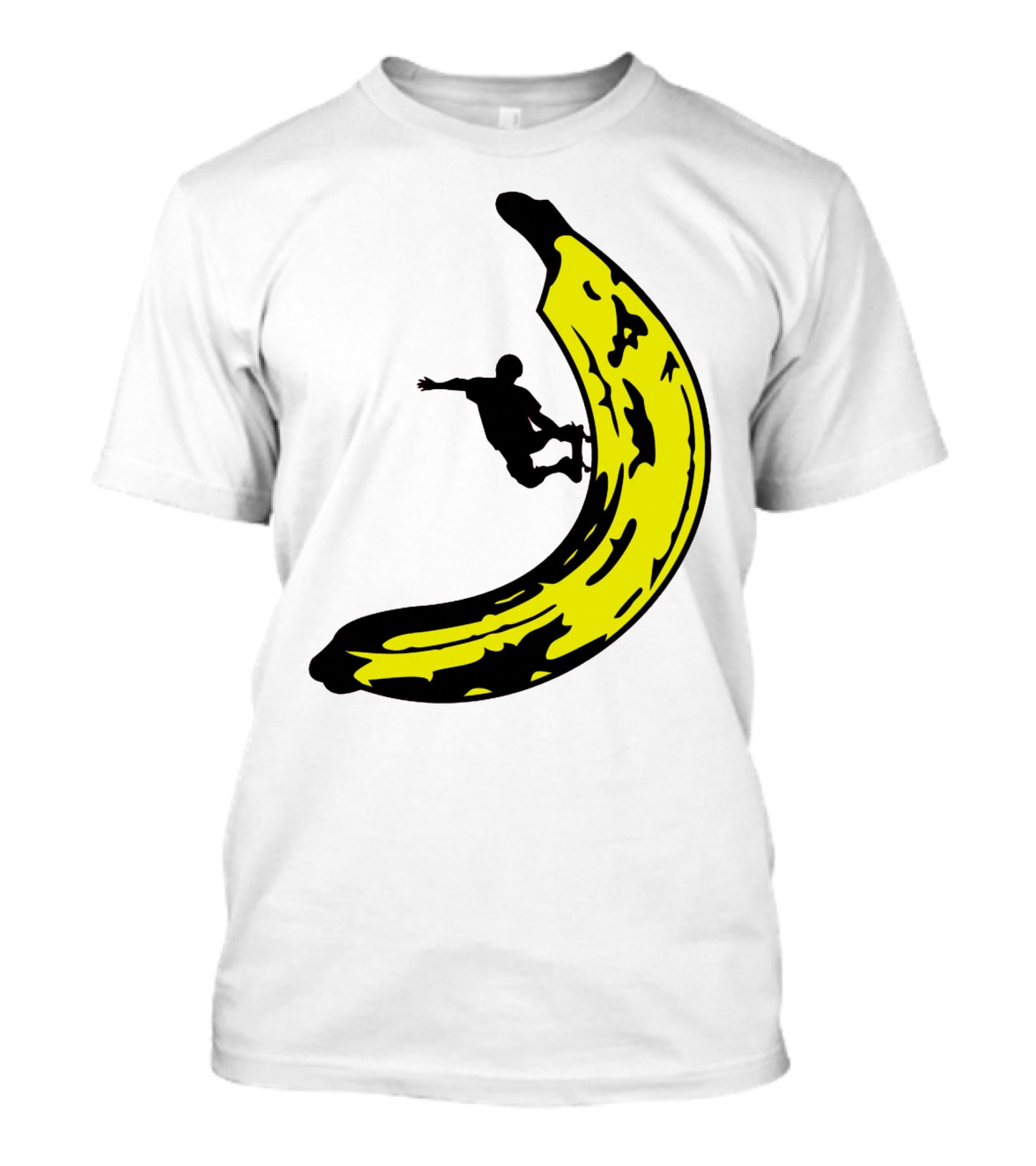 Banana Shaped Skateboard Ramp With Silhouette Skater Jumping T-Shirt