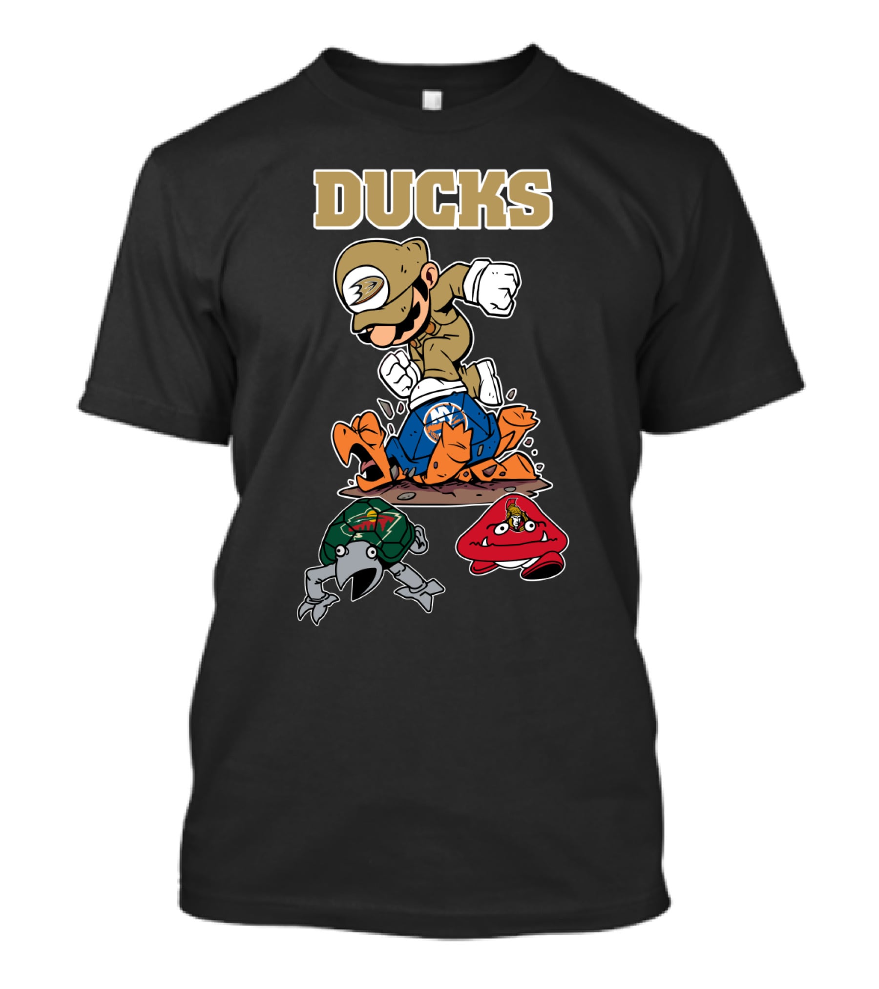 Ducks Anaheim Hockey Character Crossover And Team Logos T-Shirt