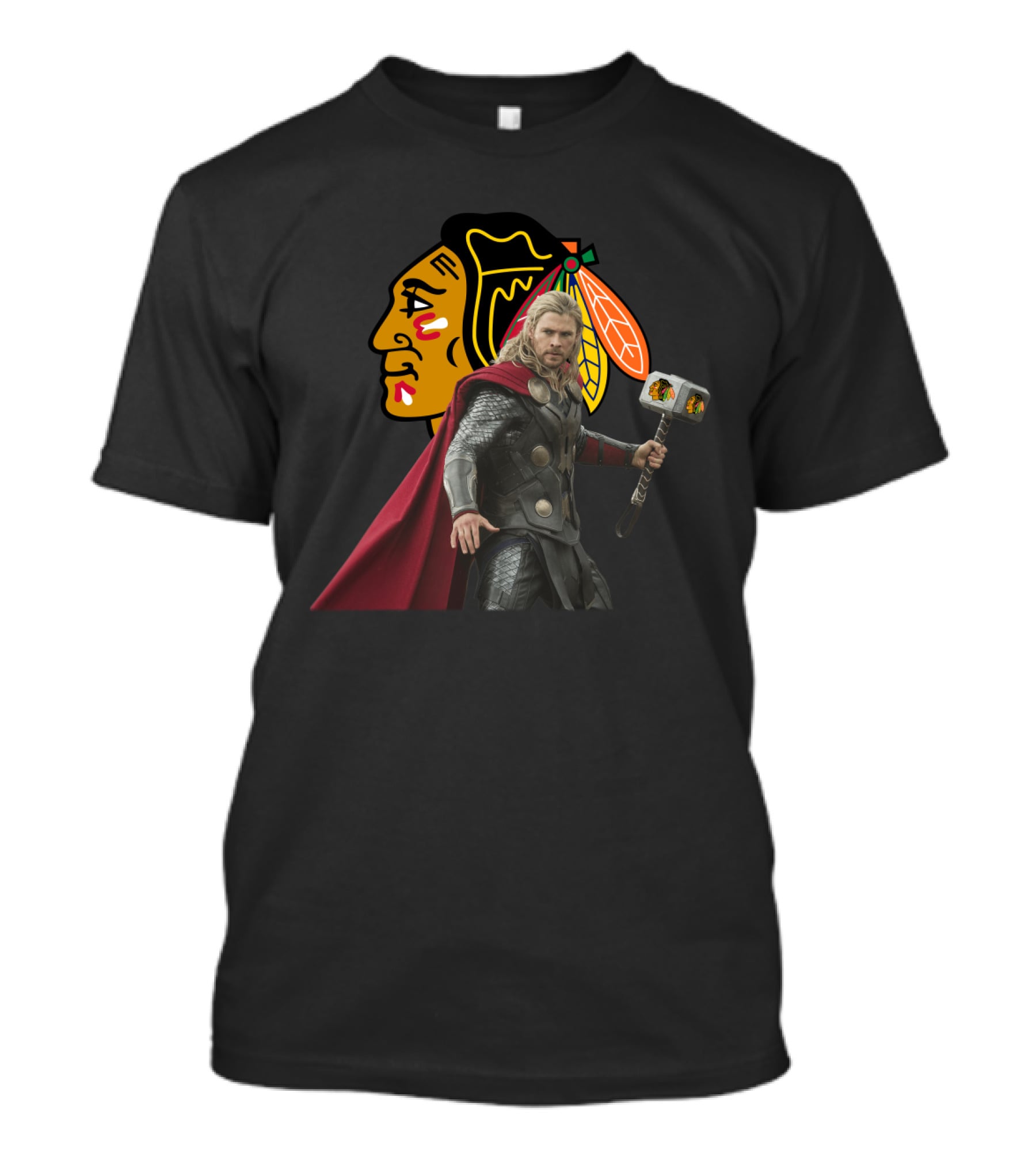 Chicago Blackhawks Thor Crossover With Hammer T-Shirt