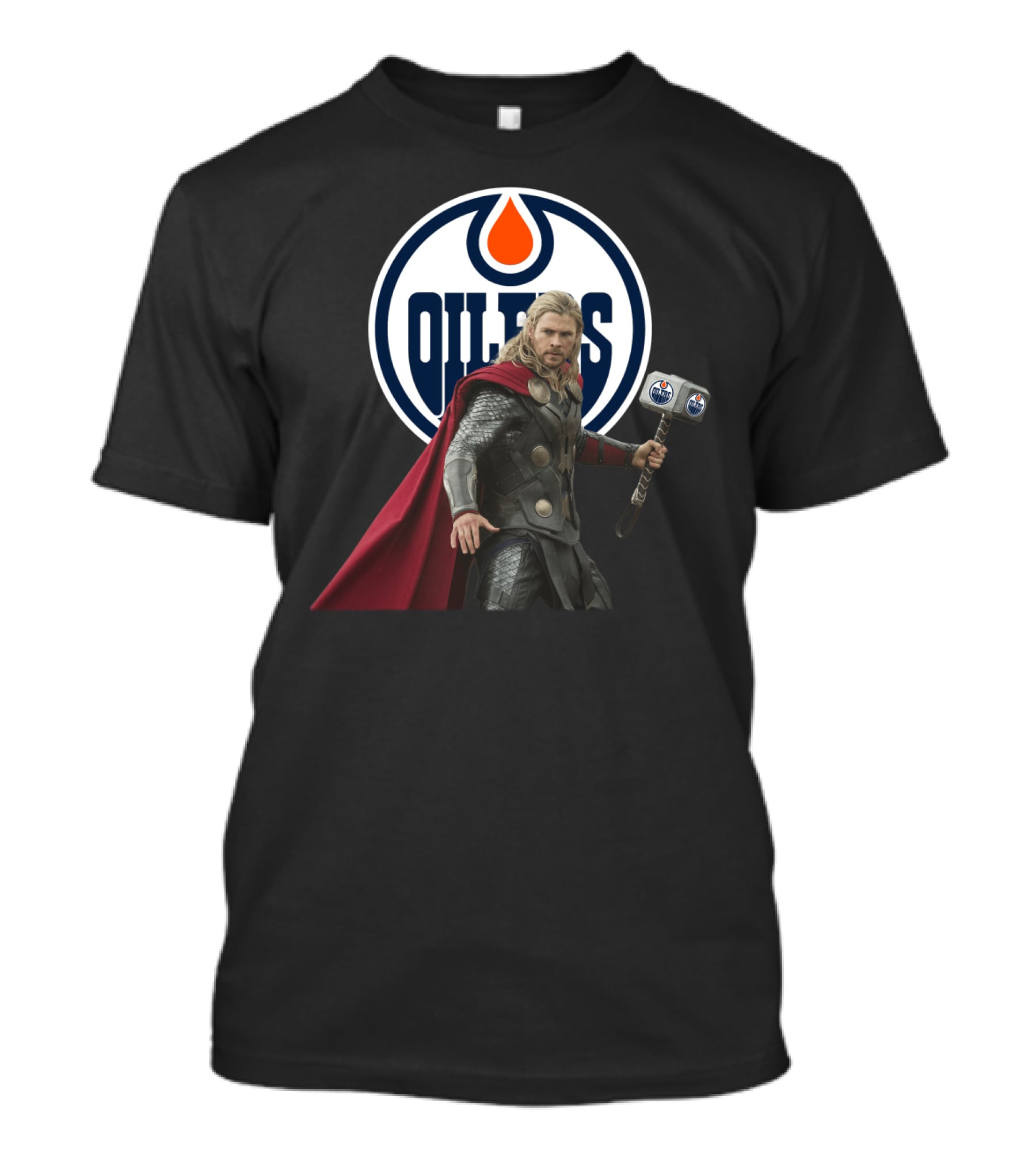 Edmonton Oilers Marvel Thor Hammer T-Shirt
