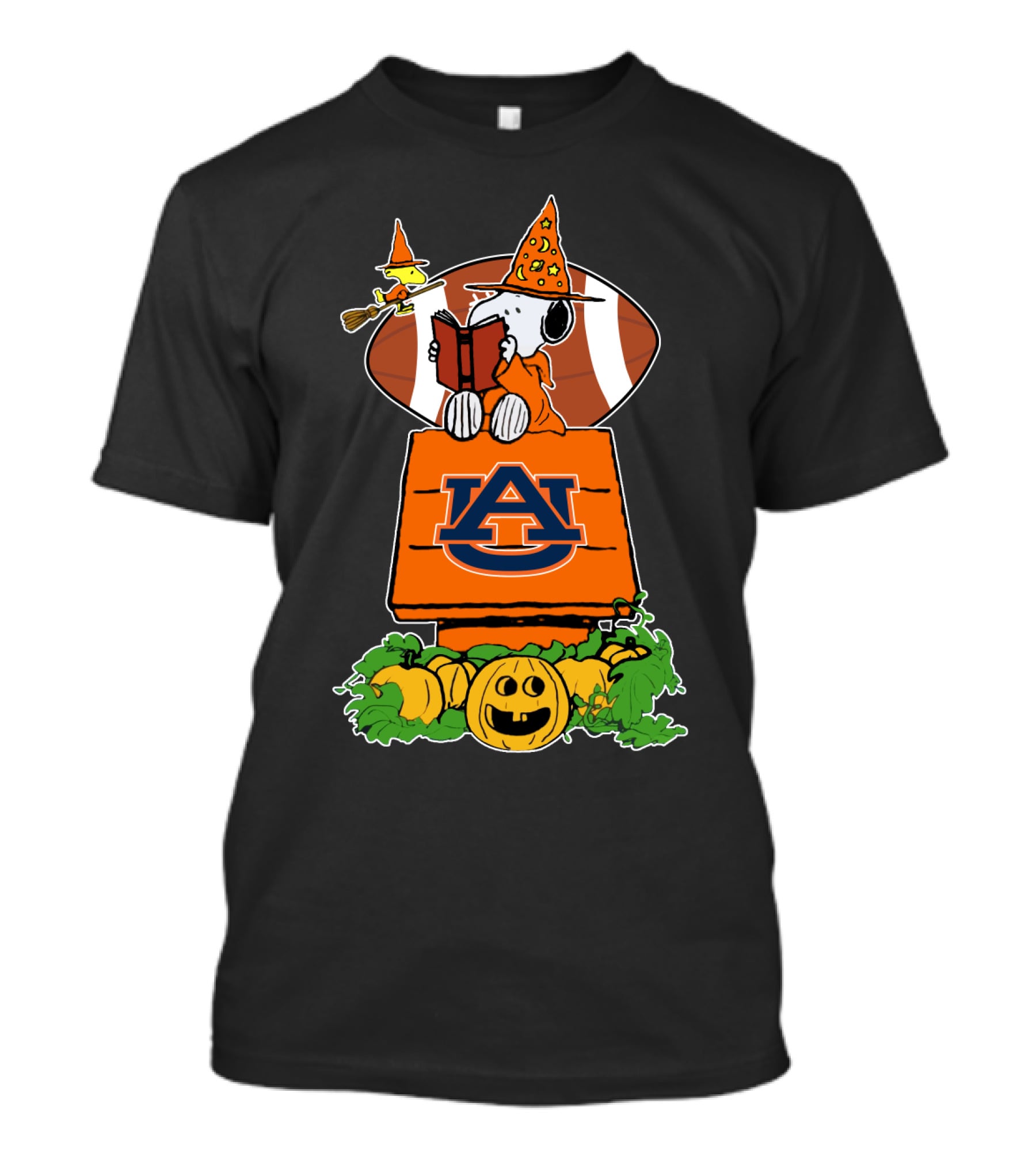 Auburn Tigers Halloween Football With Snoopy And Woodstocks Magic Pumpkin Scene T-Shirt