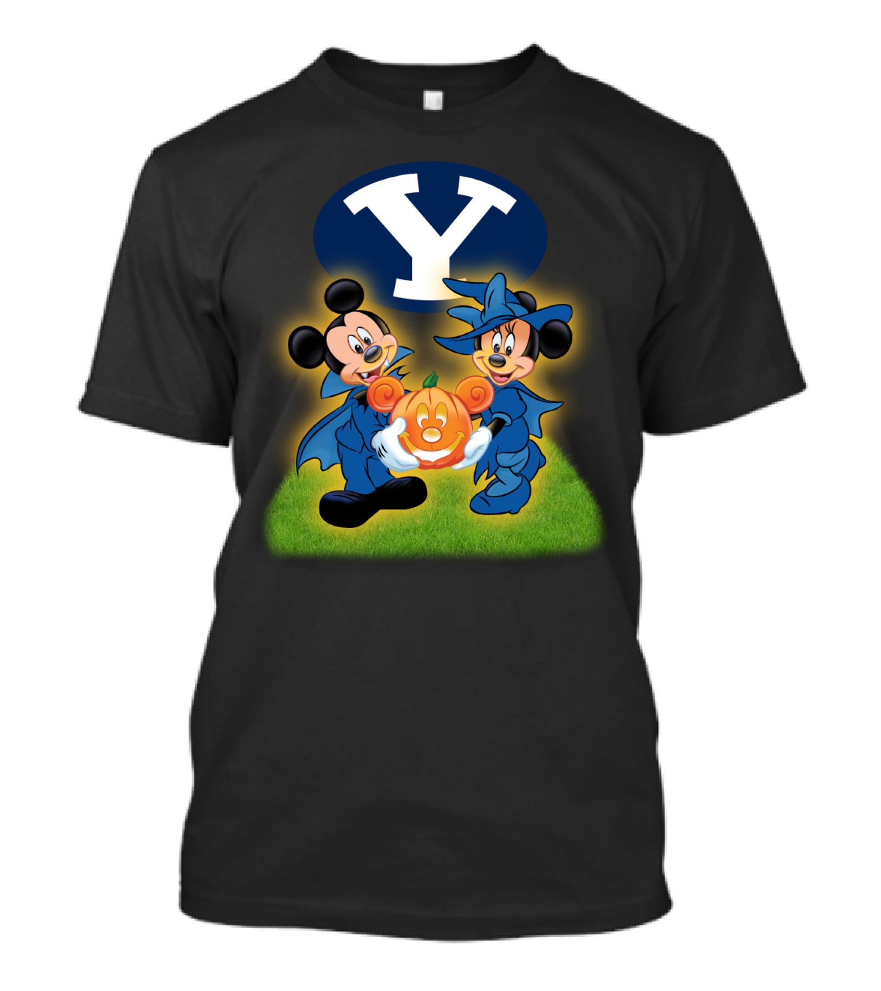 Byu Football Halloween Mickey Minnie Pumpkin T-Shirt