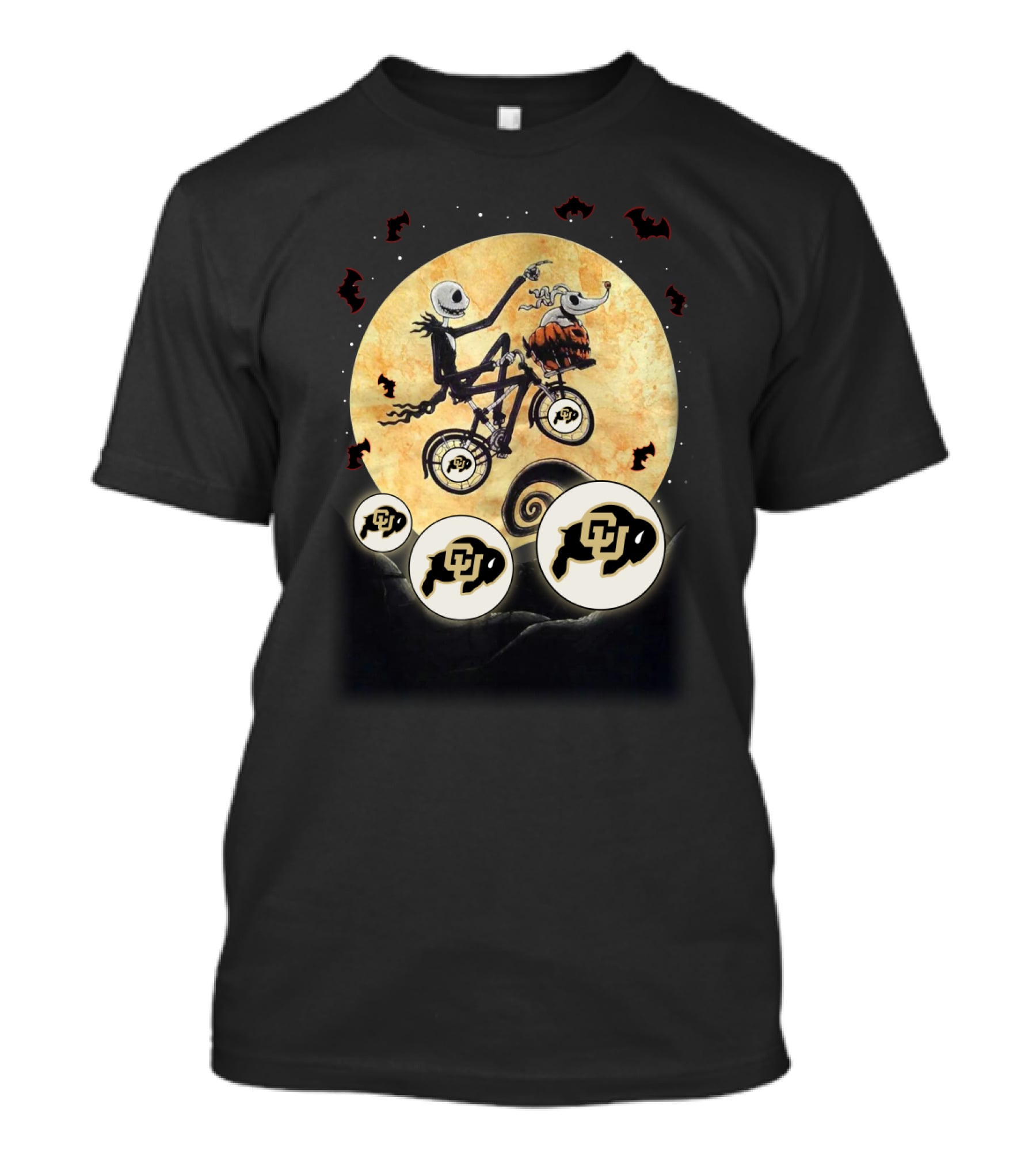 Colorado Buffaloes Football Halloween Jack Skellington Moon Bats Sports T-Shirt