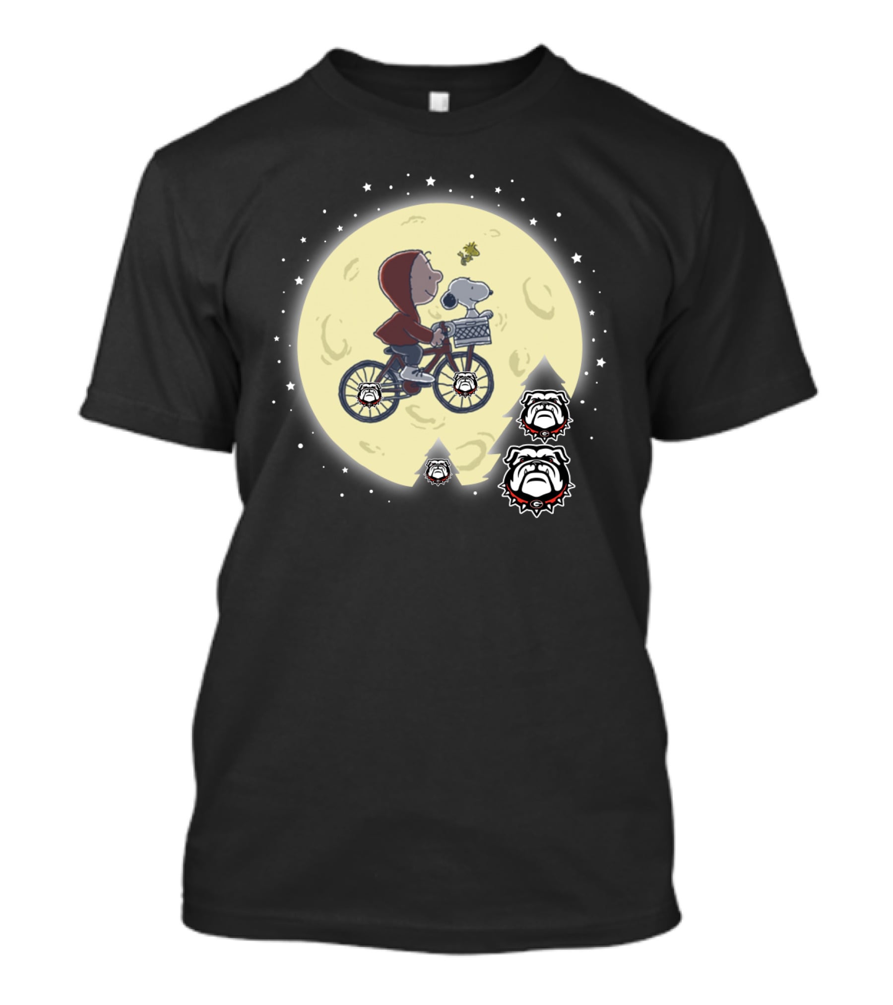 Halloween Georgia BULLDOGS Football Snoopy ET Moon Scene T-Shirt
