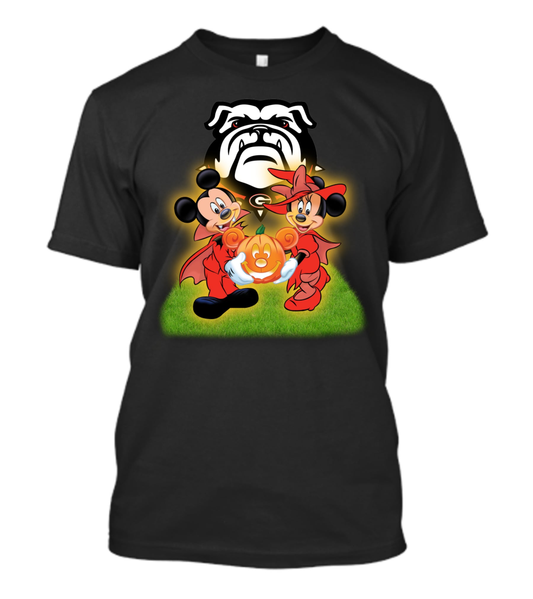 Halloween Georgia Bulldogs Mickey Minnie Pumpkin T-Shirt