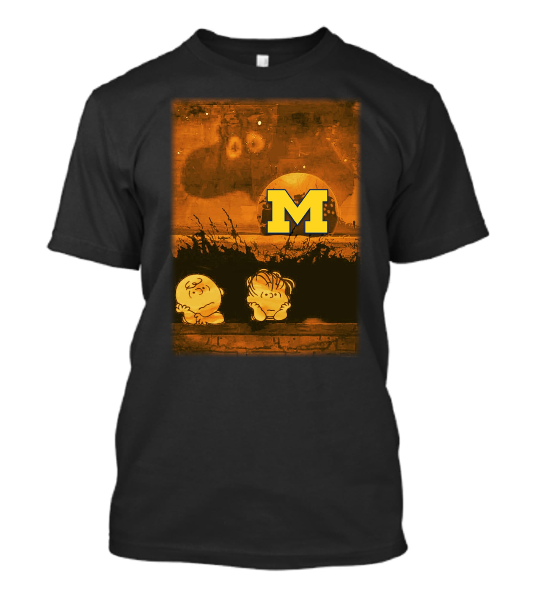 Peanuts Michigan Football Halloween Great Pumpkin Theme With Block M T-Shirt