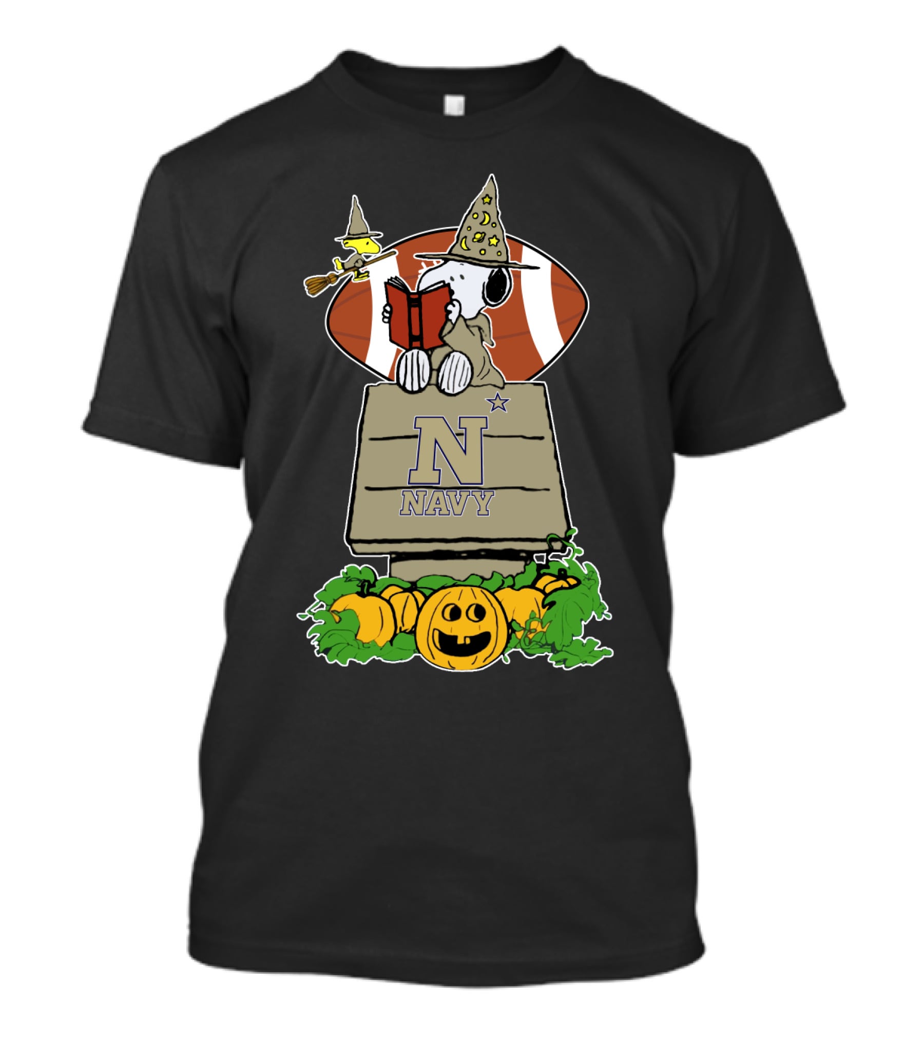 Halloween Navy Football Snoopy Witch Pumpkin T-Shirt