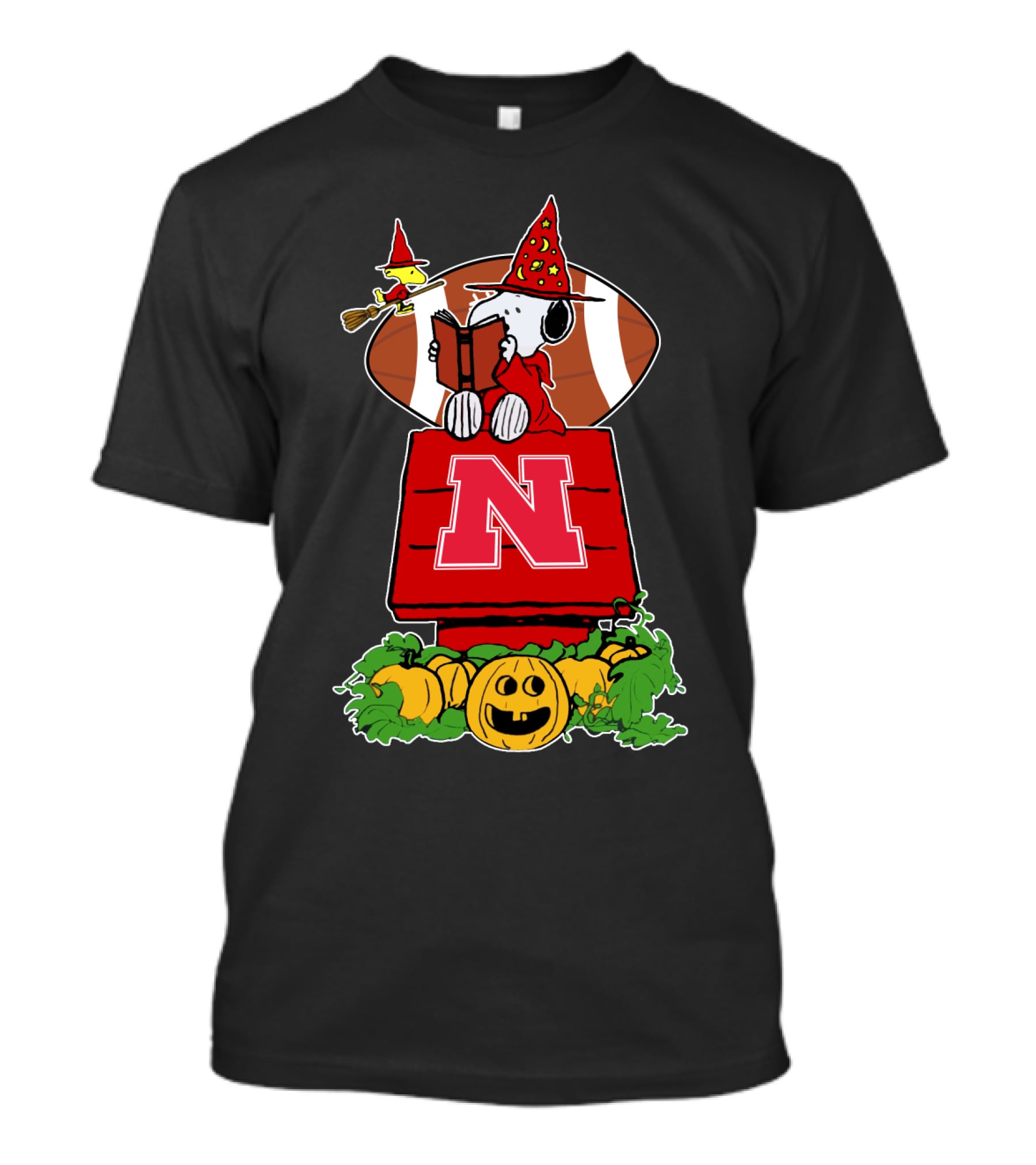 Halloween Nebraska Cornhuskers Football Snoopy Woodstock Pumpkin Patch T-Shirt