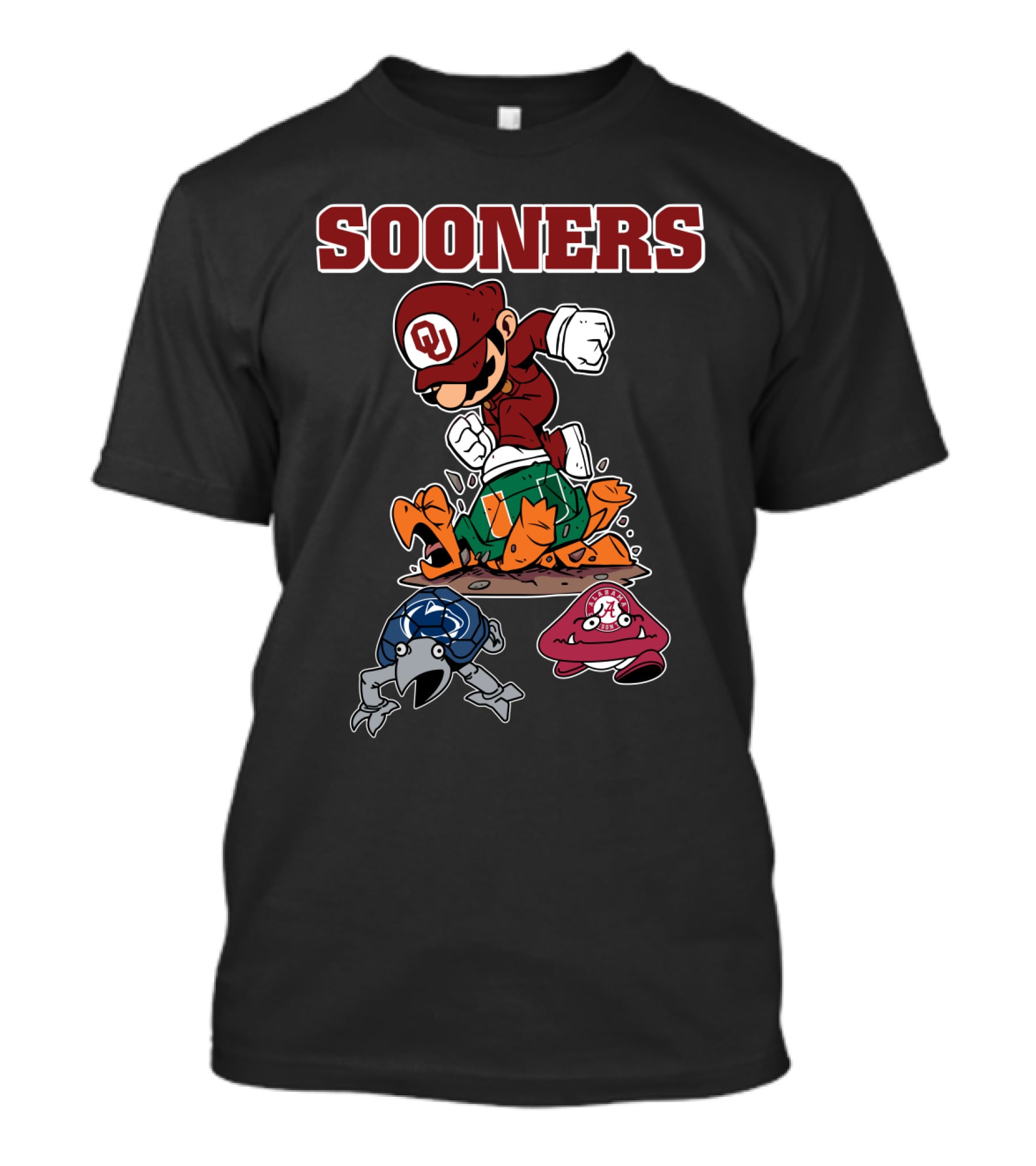 Sooners Ou Football Cartoon Character Smash Rival Teams T-Shirt