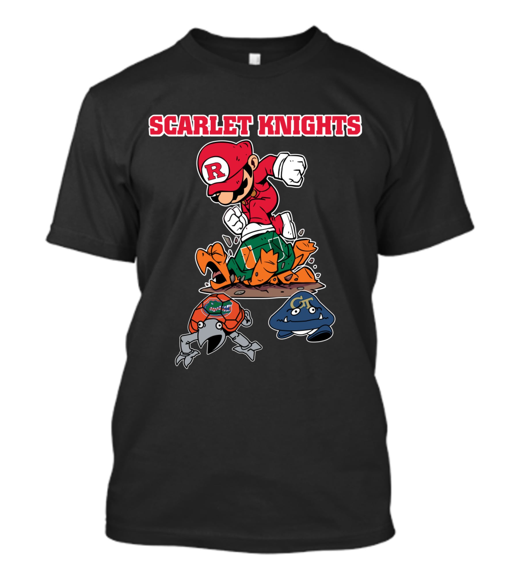 Scarlet Knights Rutgers Football Illustration With Sports Mascots T-Shirt