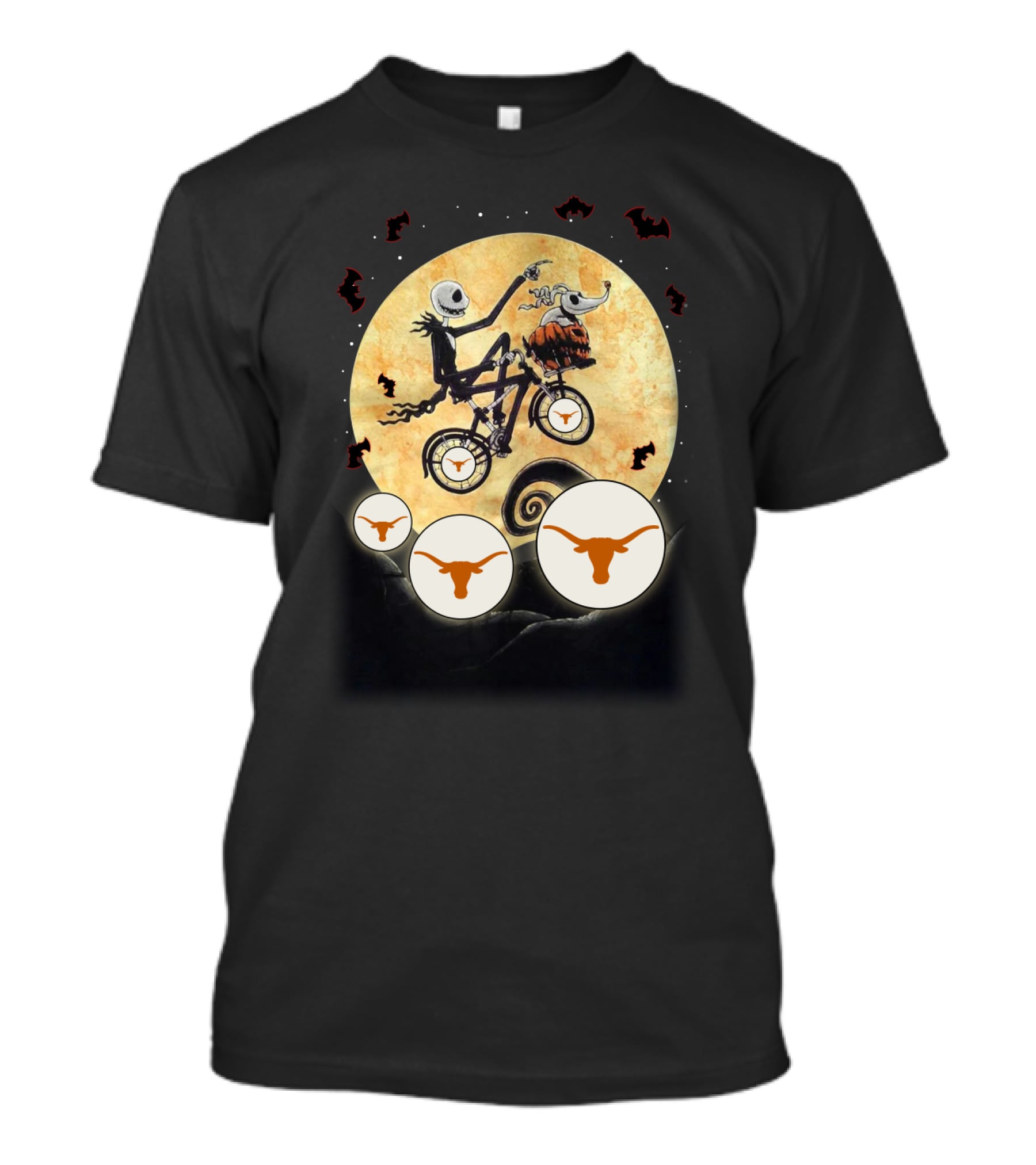 Halloween Texas Longhorns Nightmare Biking Theme T-Shirt
