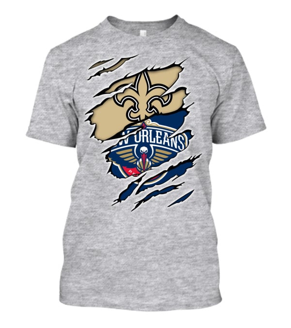New Orleans Saints Pelicans Fleur-de-Lis Rip T-Shirt
