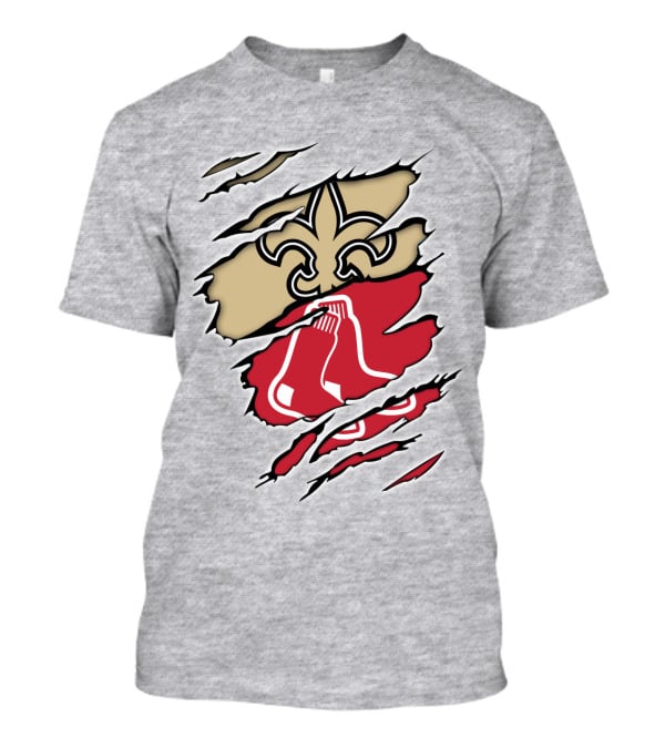 Saints New Orleans Fleur-de-Lis Red Sox Boston Logo Fusion T-Shirt
