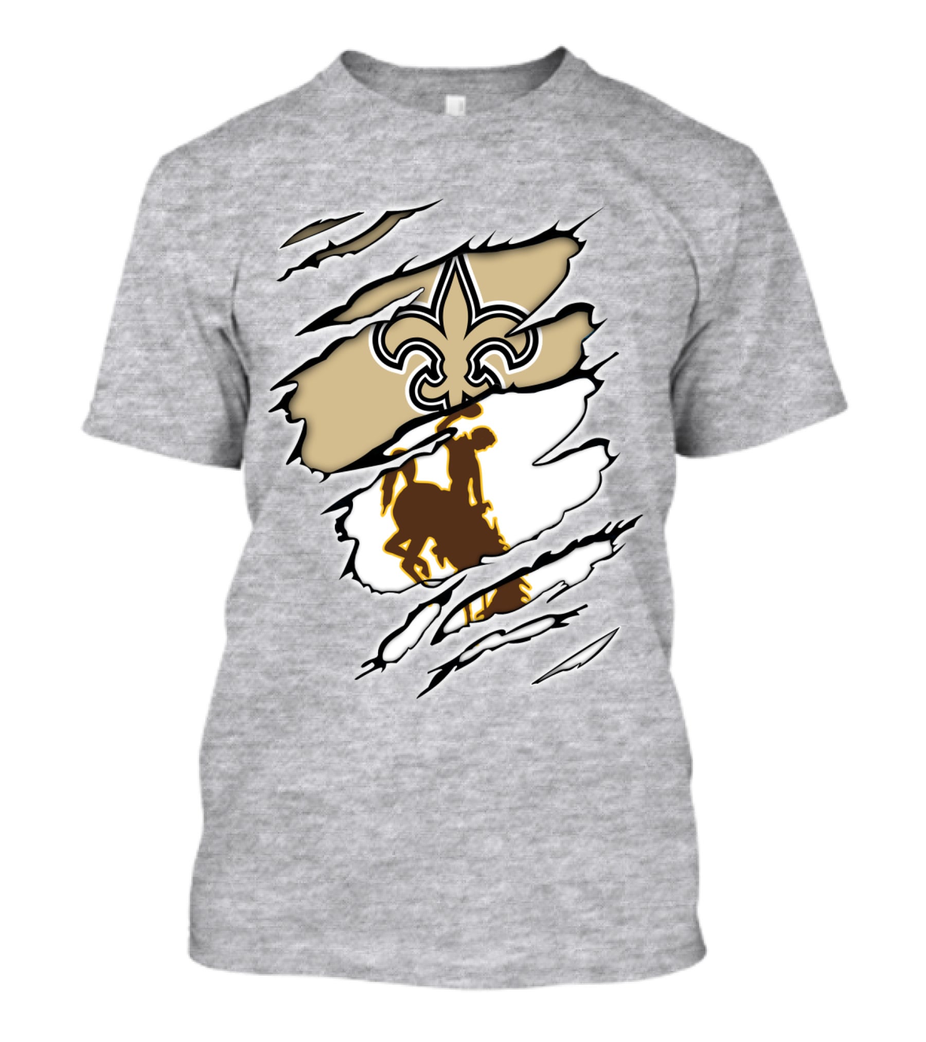 Saints Wyoming Fleur-de-Lis Rodeo Rider Tear T-Shirt