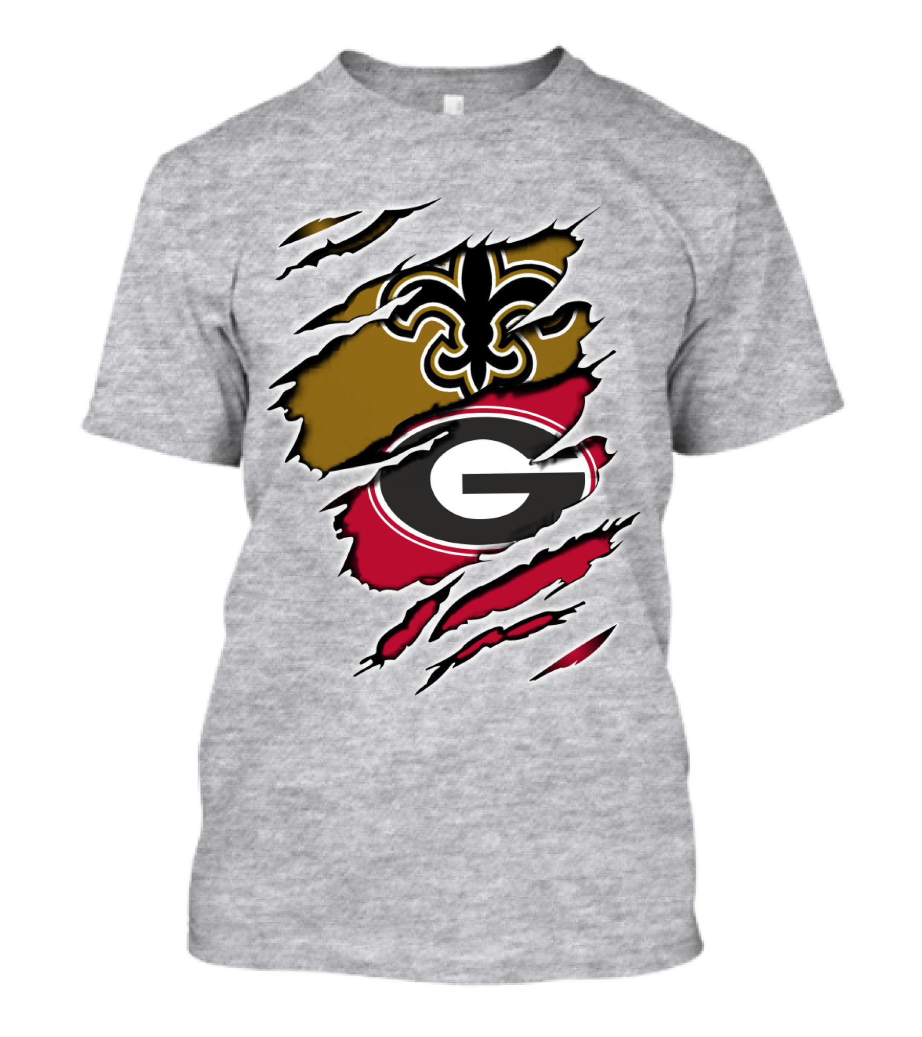 Saints Fleur-de-Lis Bulldogs Logo Ripped T-Shirt