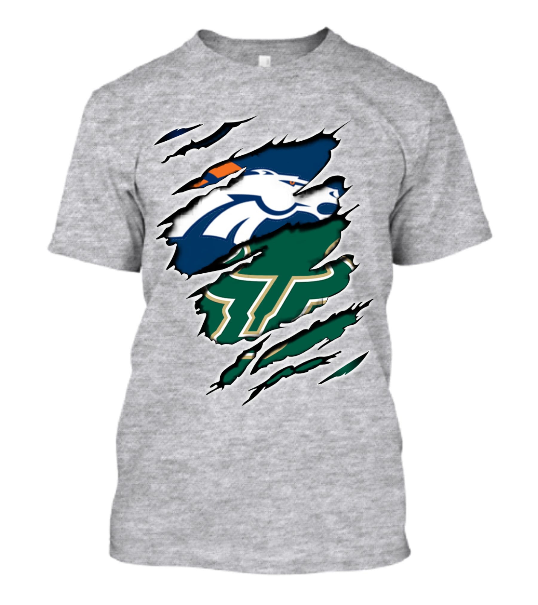 Broncos Bulls Logo Combination Tear T-Shirt