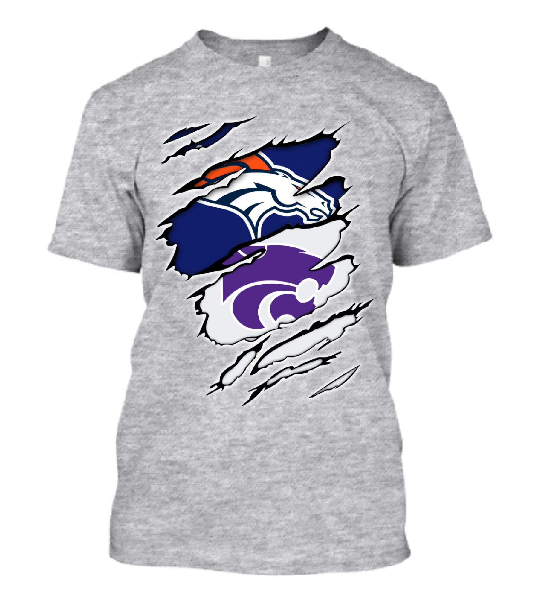 Broncos Wildcat Kansas Football Team Colors Ripped Claw T-Shirt