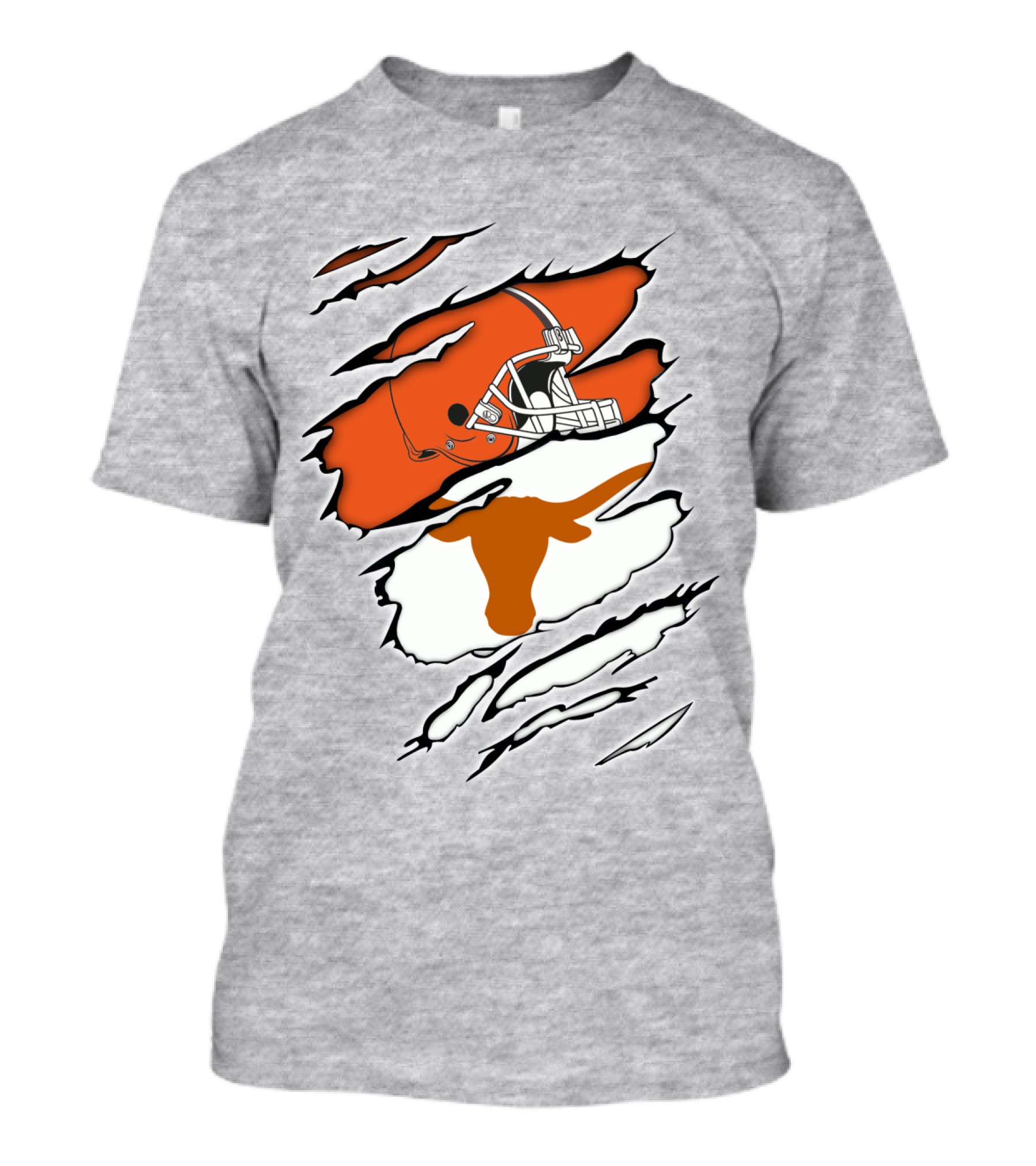 Browns Helmet Longhorns Horns Football Fusion T-Shirt