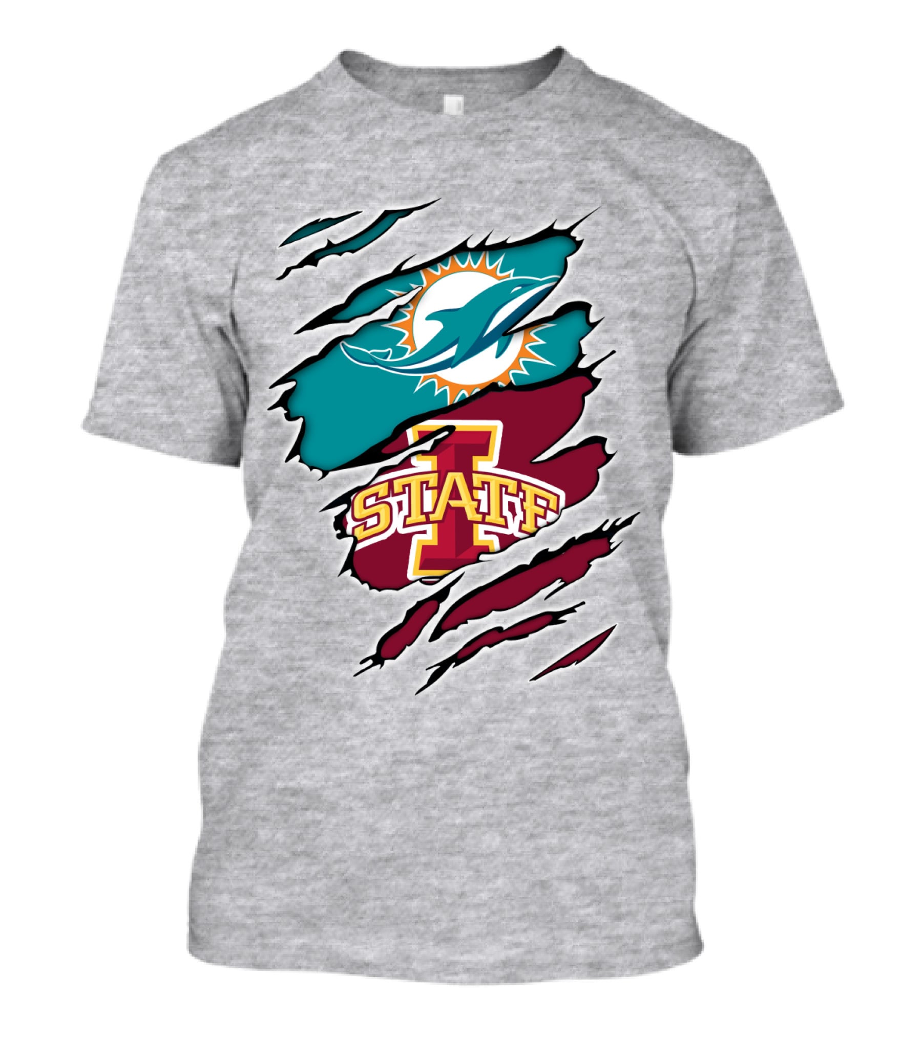 Dolphins Miami Logo Iowa State Cyclones Tear T-Shirt