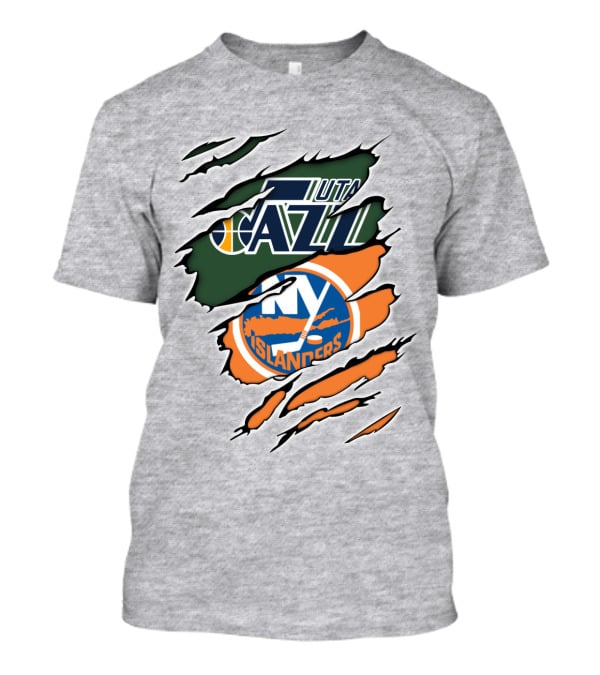 Utah Jazz NY Islanders Team Spirit Collaboration T-Shirt