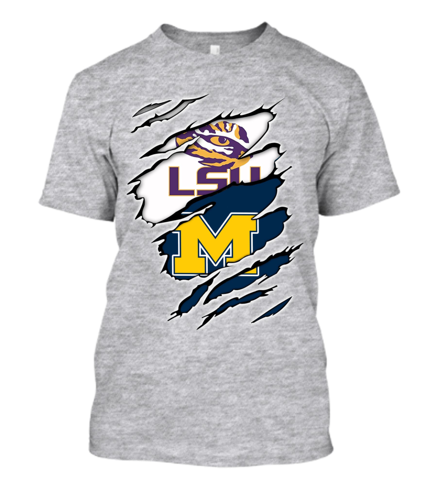LSU Tigers Michigan Wolverines Claw Logo Mashup T-Shirt