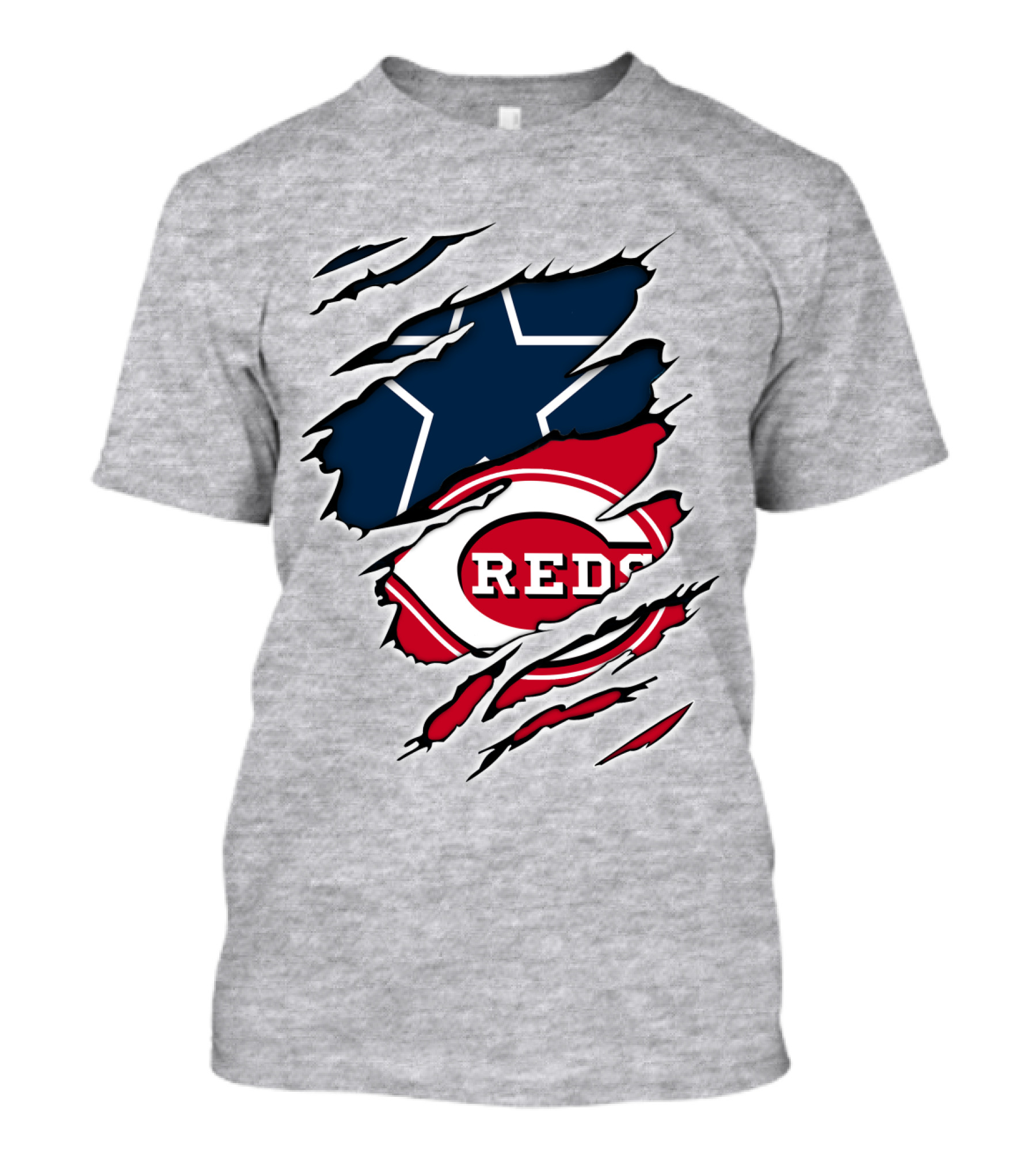 Cowboys Star Reds Logo Ripped T-Shirt