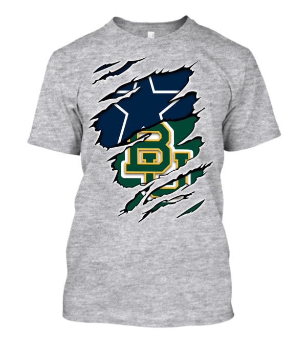 Baylor Cowboys Star Rip Claw Marks T-Shirt