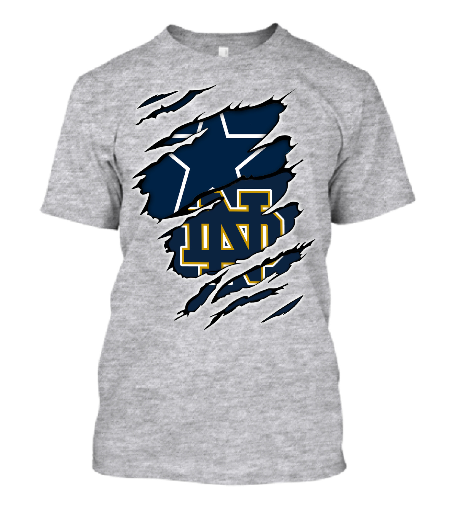 Cowboys Notre Dame ND Logo Ripped T-Shirt