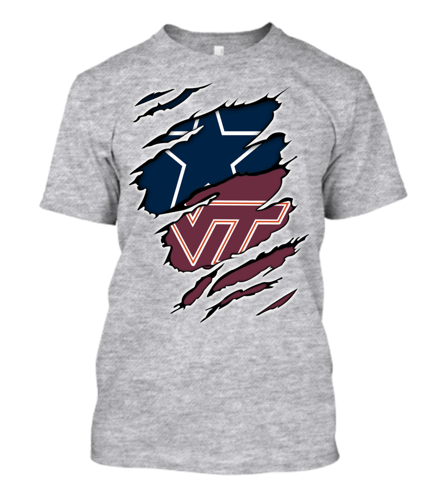 Cowboys Star Virginia Tech Hokies Claw Marks T-Shirt
