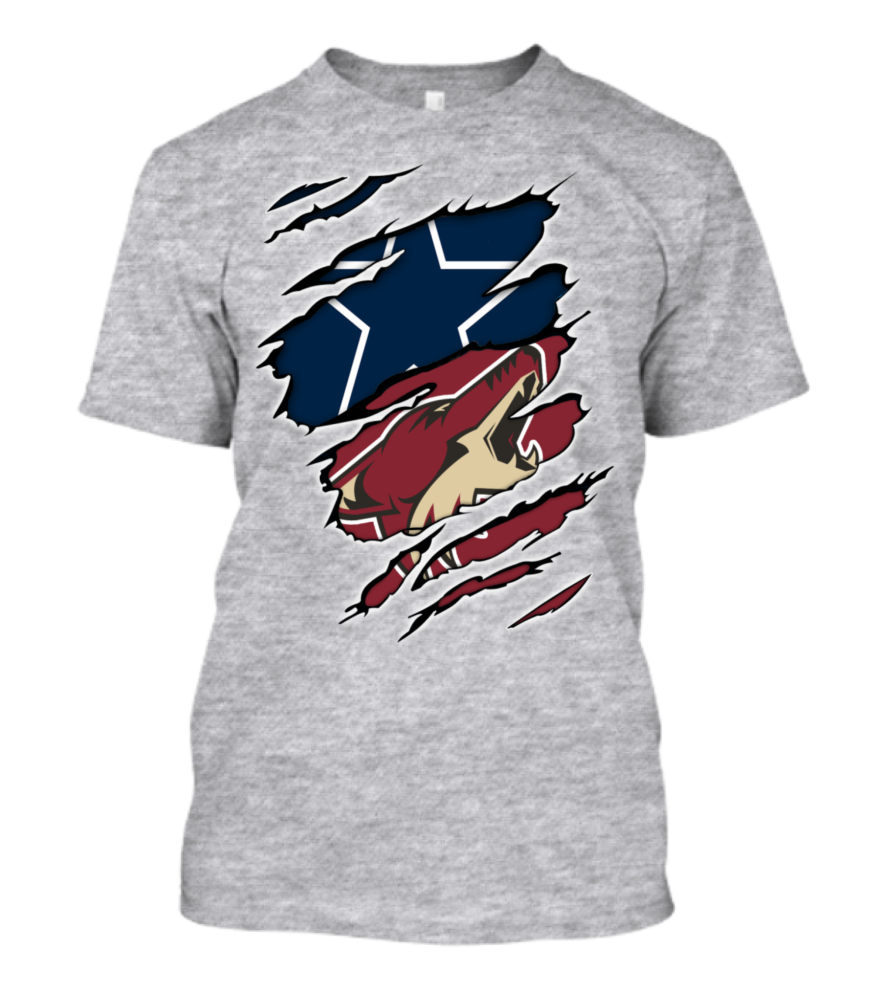 Cowboys Coyotes Cowboys Ripped Dual Logo Star Coyote T-Shirt