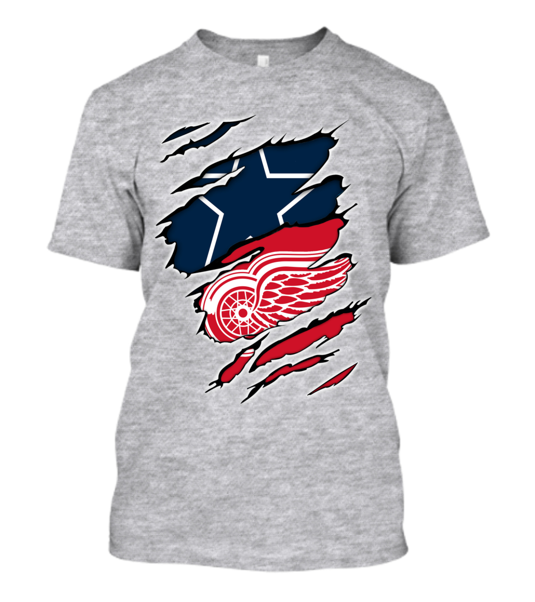 Cowboys Red Wings Dallas Detroit Fan Mashup T-Shirt