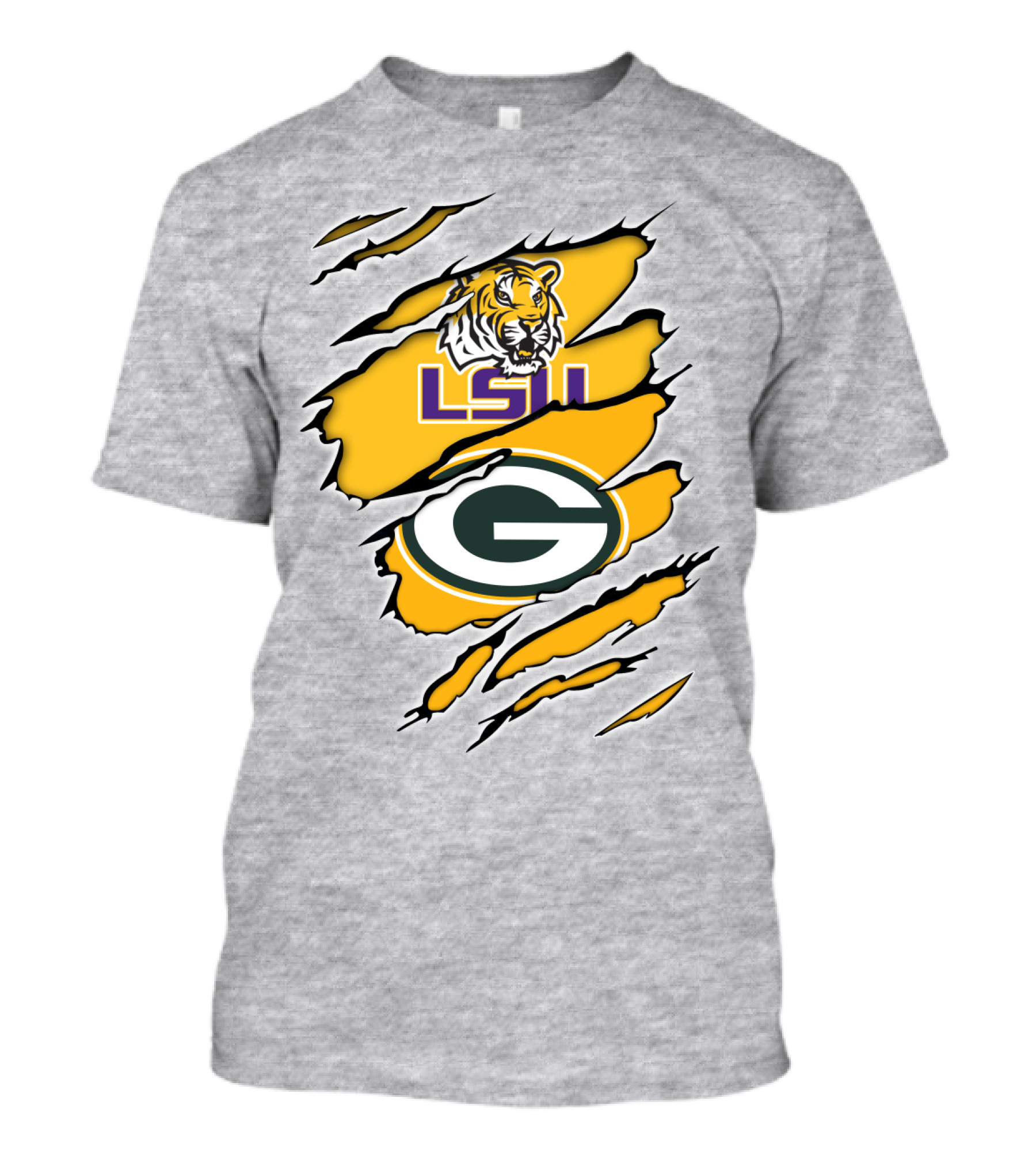 LSU Tigers Green Bay Packers Claw Marks T-Shirt