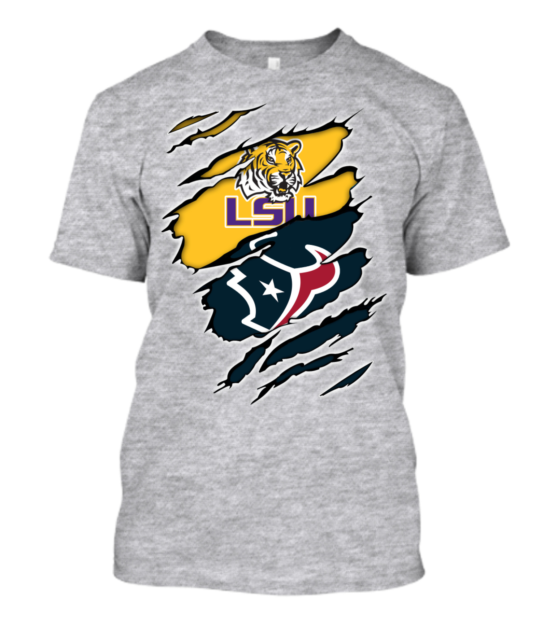LSU Tigers And Houston Texans Split T-Shirt