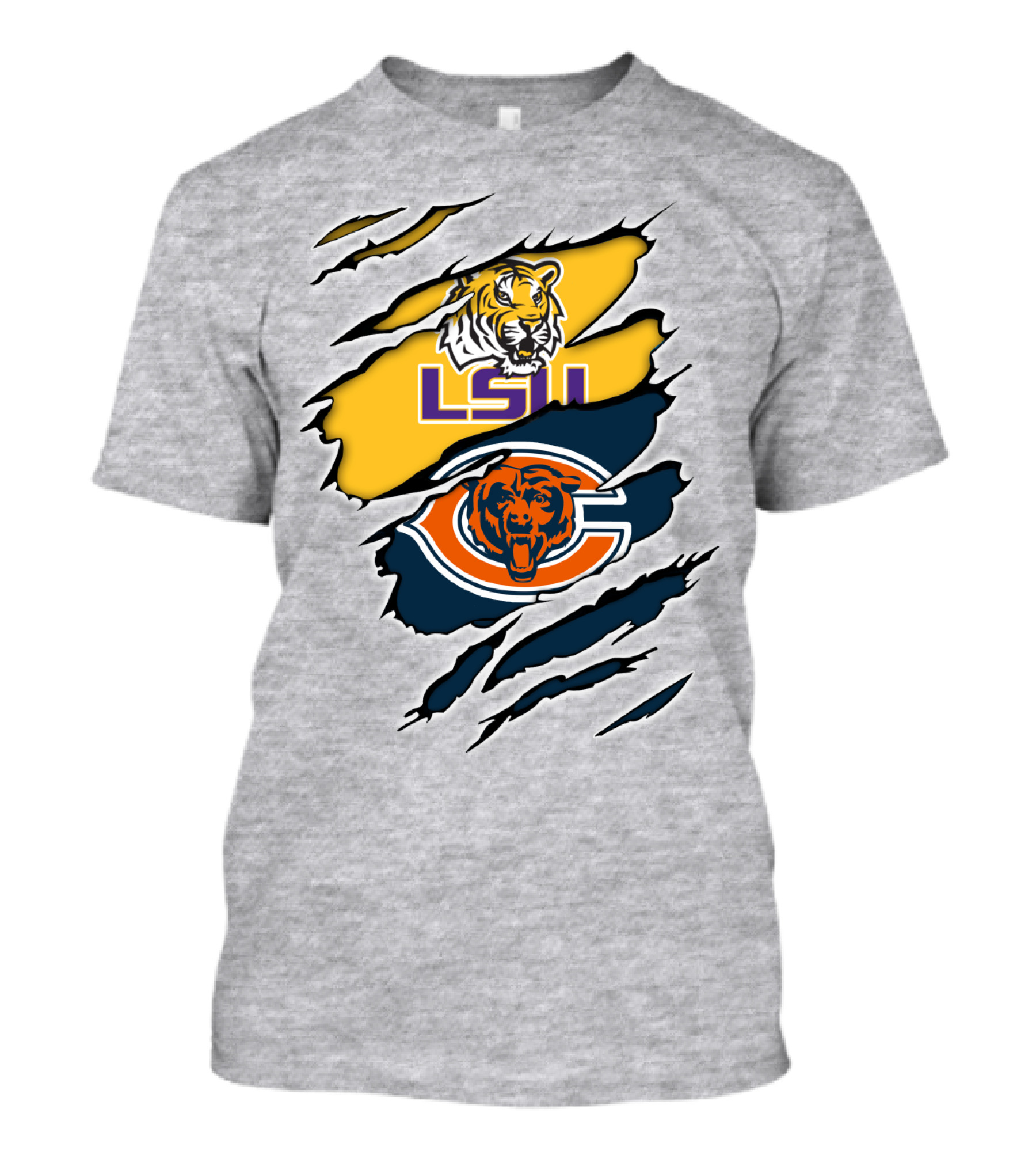 LSU Tigers Chicago Bears Claw Marks T-Shirt