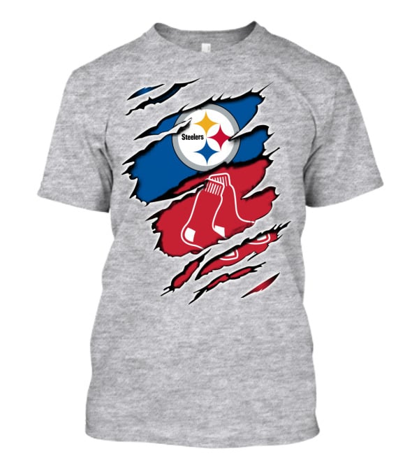 Steelers Redsox Logo Fusion Rip T-Shirt