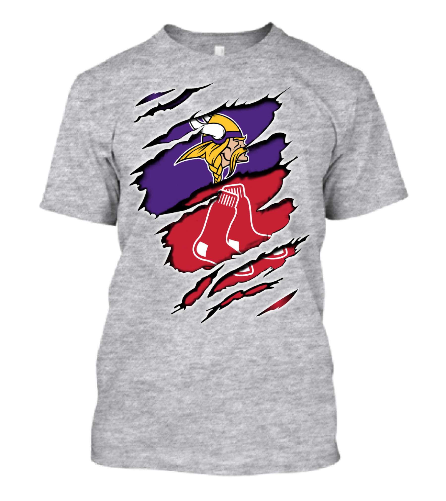 Vikings Redsox Logo Mashup Football Baseball Crossover T-Shirt