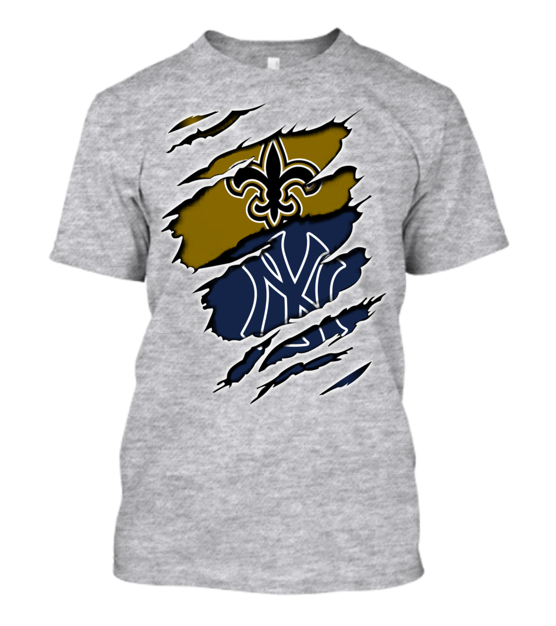 Saints New York Yankees Fleur-De-Lis Ny Pinstripes Logos T-Shirt