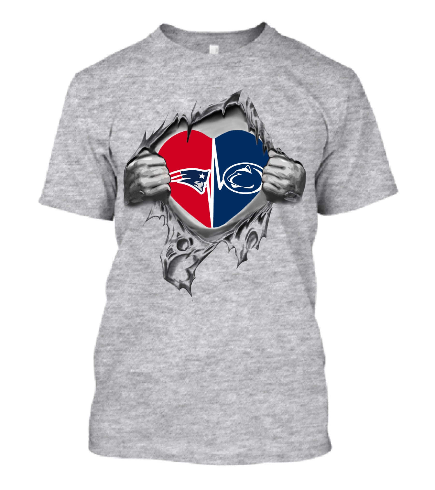 Patriots Penn State Dual Loyalty Heart Tear T-Shirt