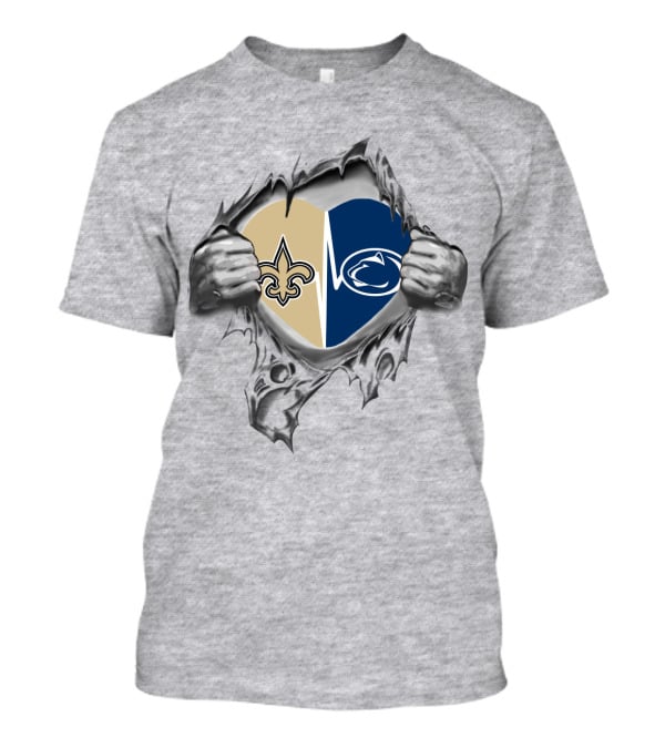 Saints Penn State Heart Logo Combination T-Shirt