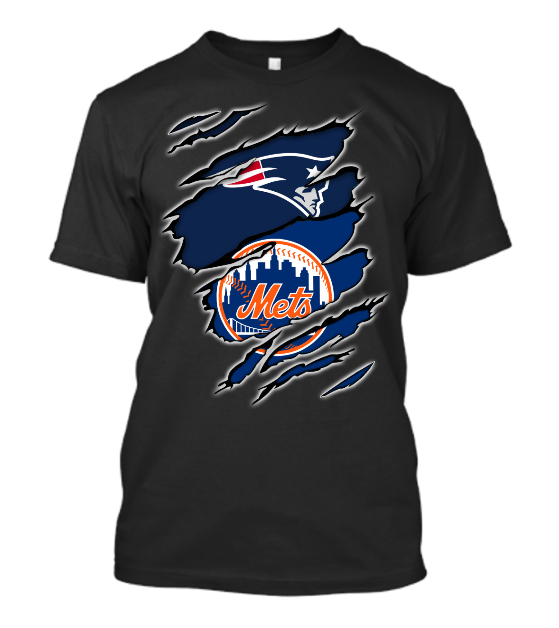 New England Patriots And New York Mets Claw T-Shirt