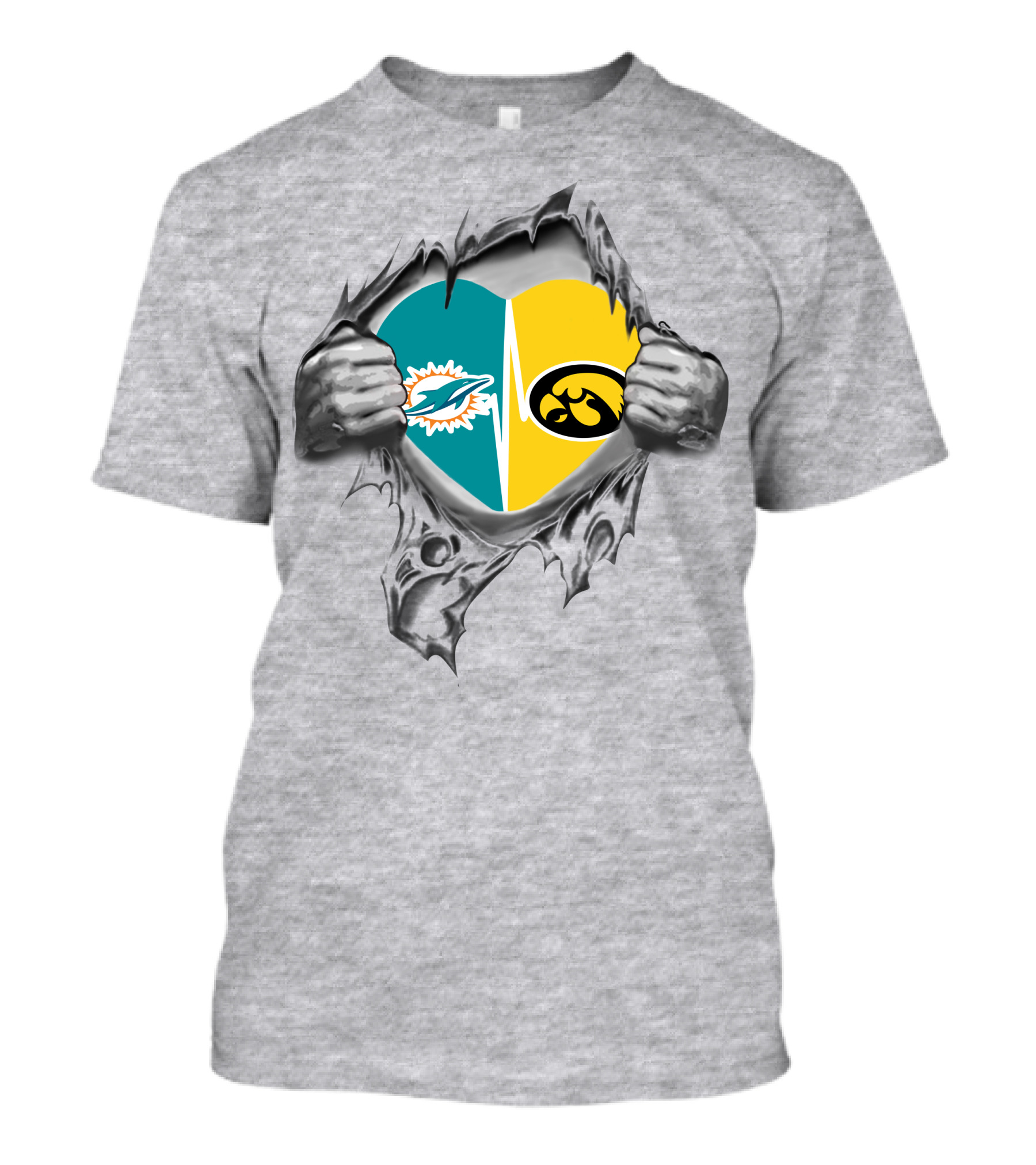 Miami Dolphins Iowa Hawkeyes Heart T-Shirt