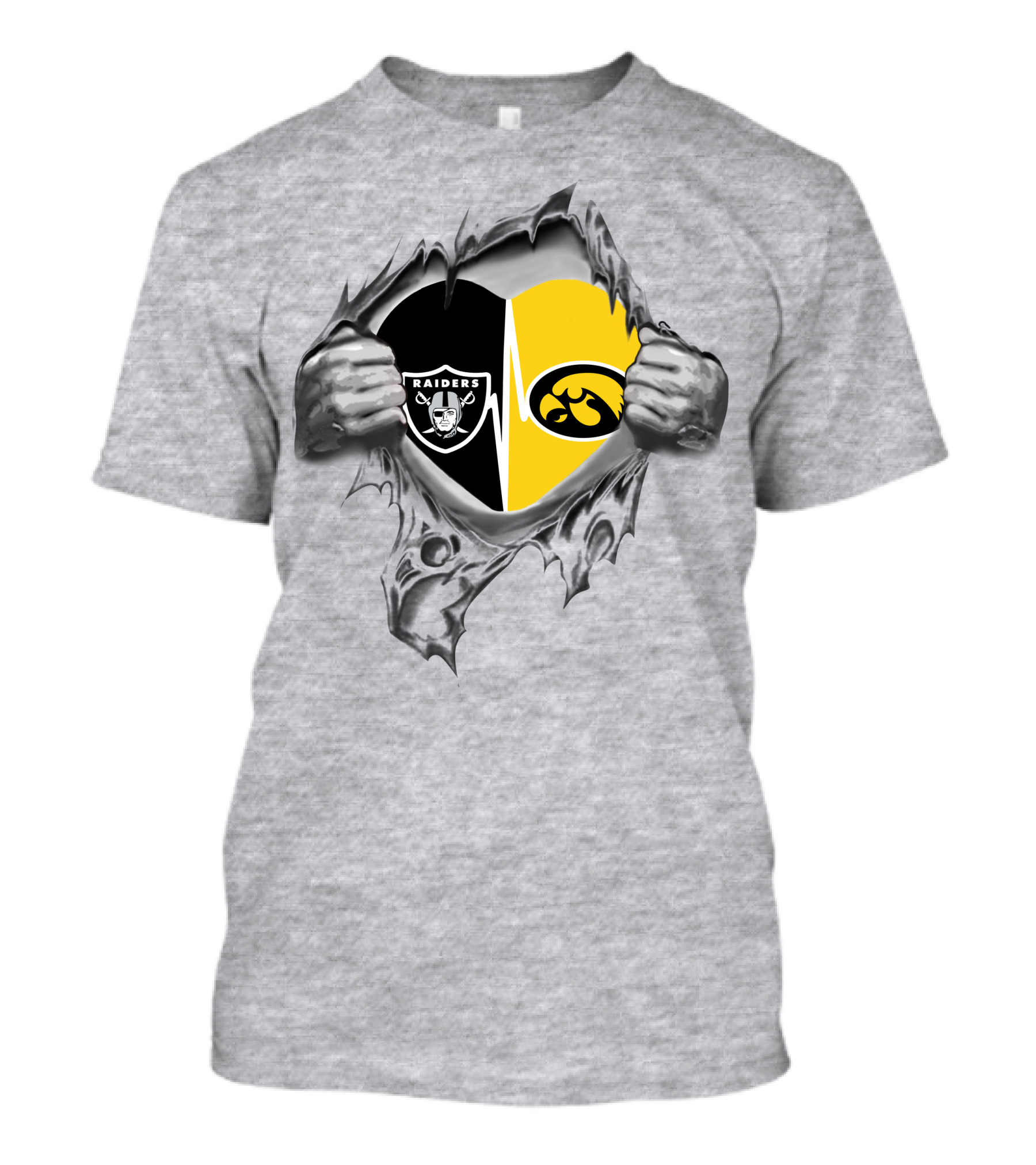 Hawkeyes Raiders Heartbeat Torn T-Shirt