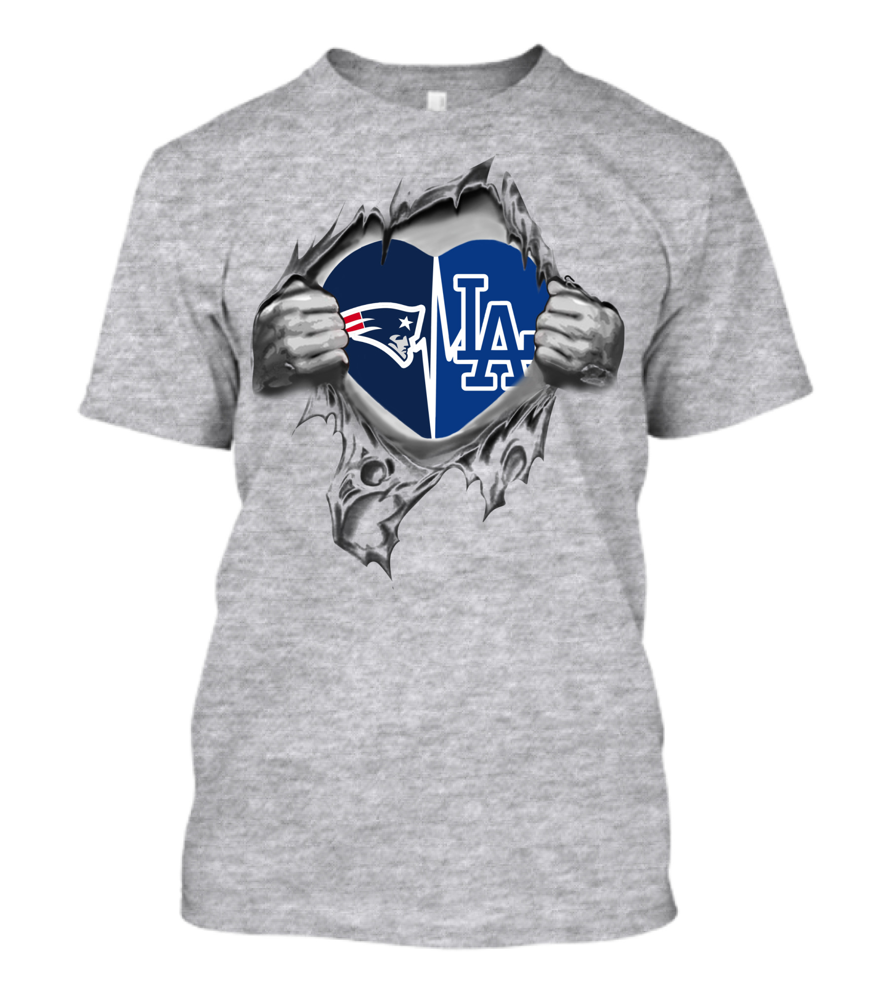 Patriots Dodgers Heartbeat Loyalty Fans T-Shirt