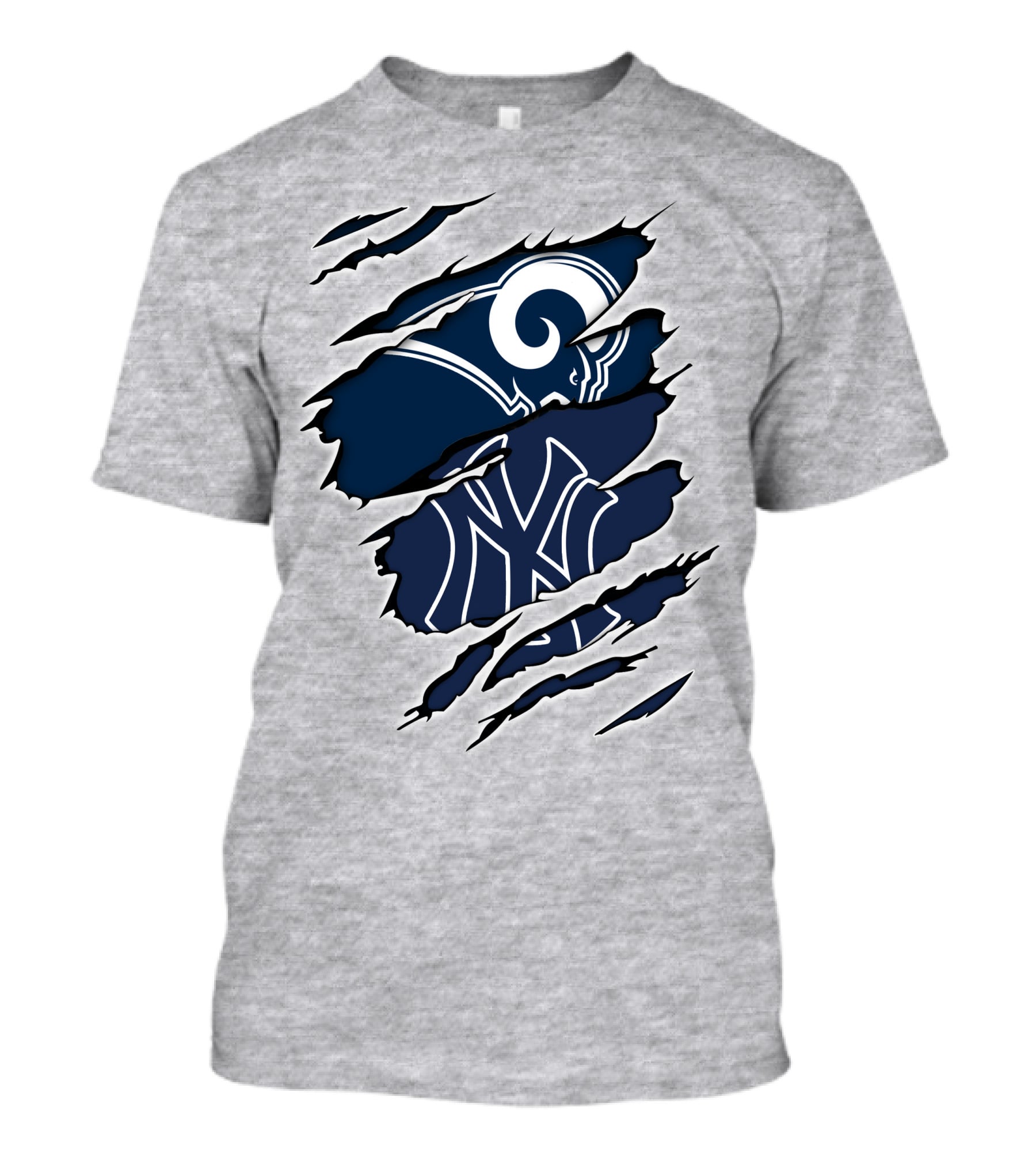 Rams Yankees Logo Fusion Iconic Sports Collaboration T-Shirt