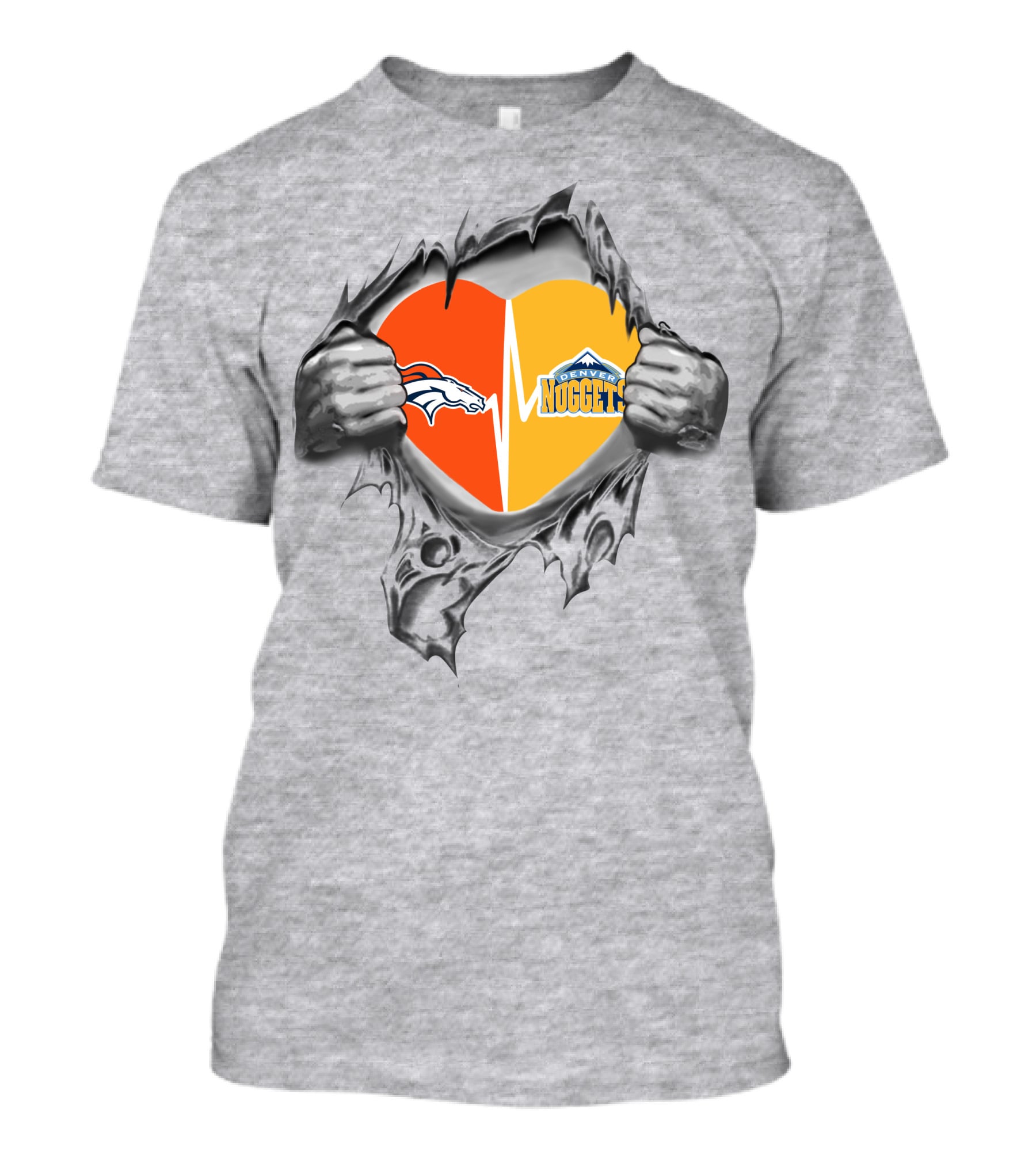 Denver Broncos Nuggets Heartbeat Loyalty T-Shirt