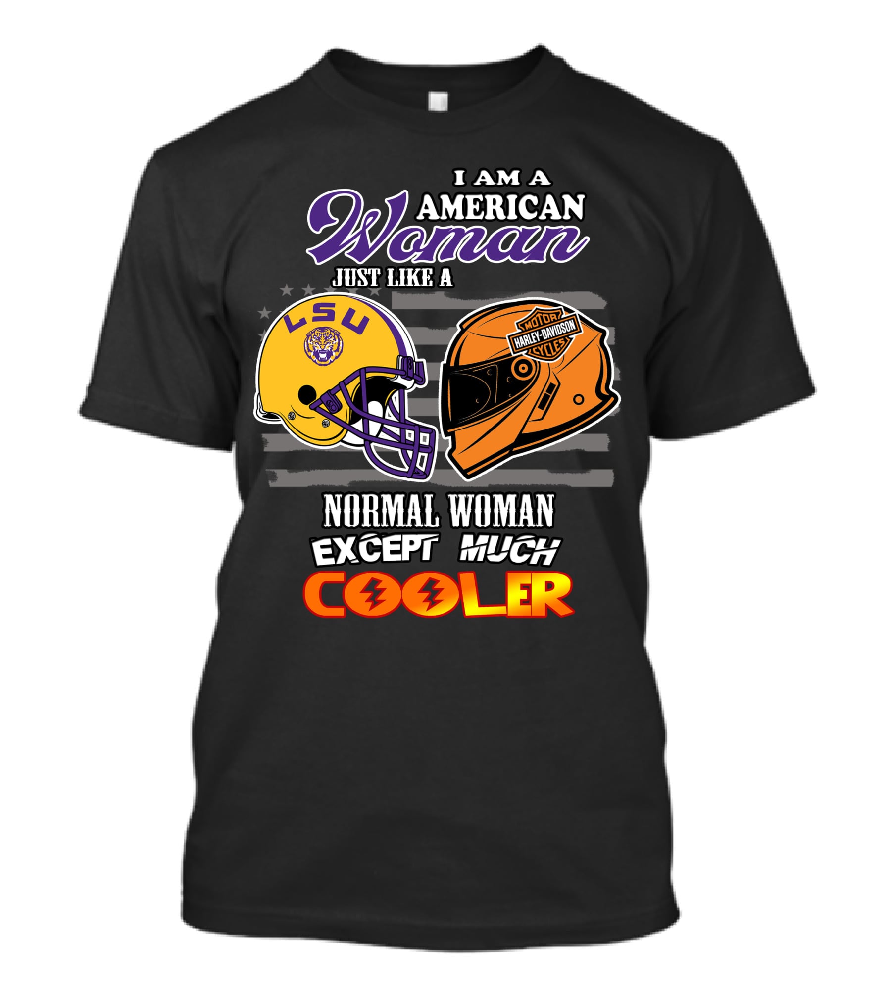Lsu Tigers American Woman Harley Davidson Cooler Helmet T-Shirt