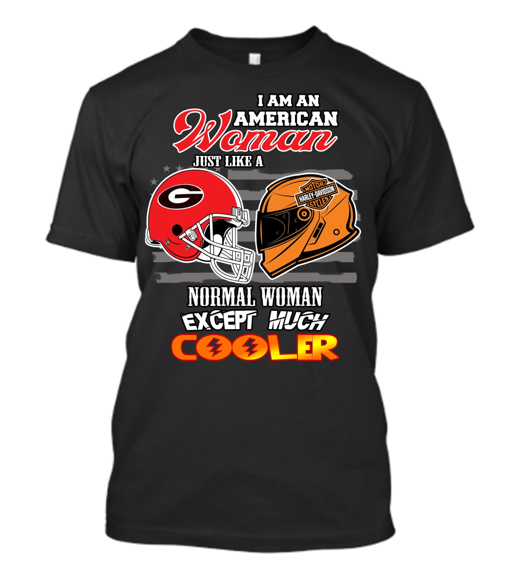 Georgia Bulldogs Harley Davidson American Woman Cooler Helmet T-Shirt