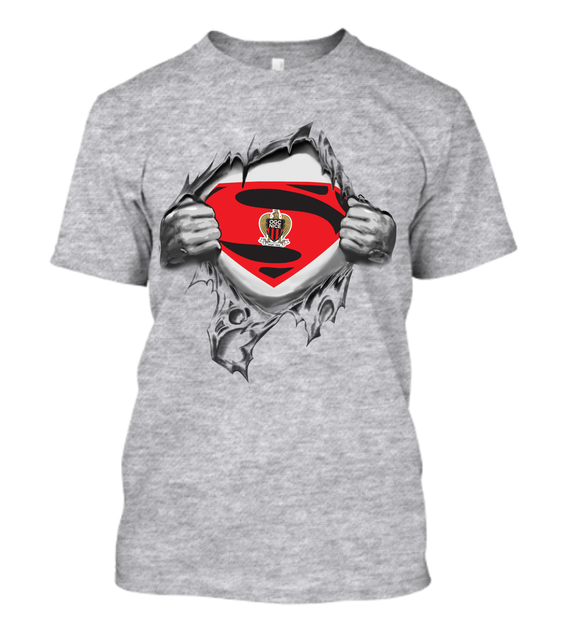 OGC Nice Superman Shield Cloaked In Ripped Fabric T-Shirt